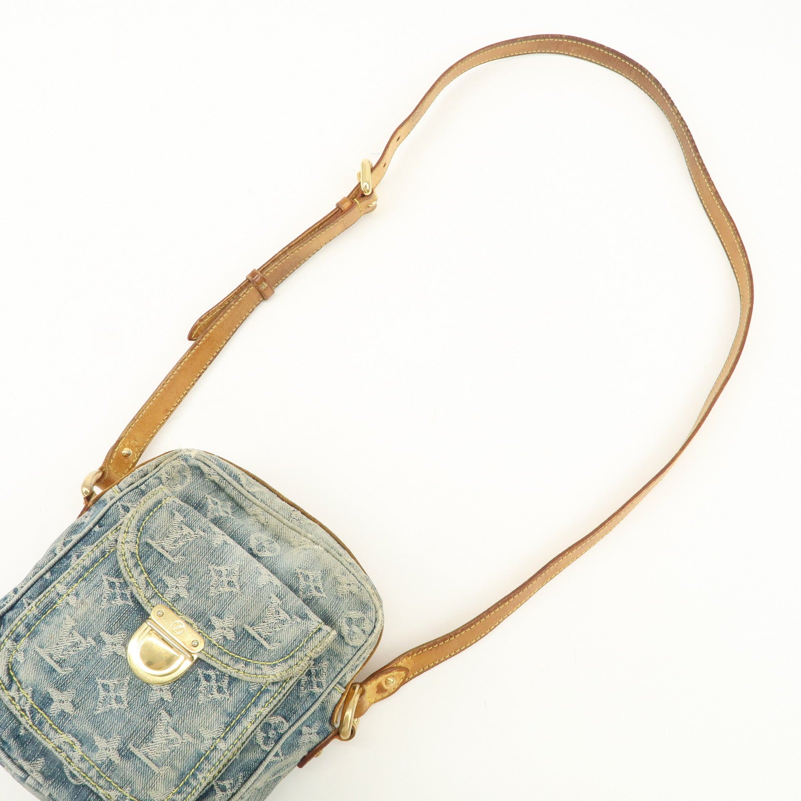 Louis Vuitton Monogram Denim Camera Bag Shoulder Bag Blue M95348