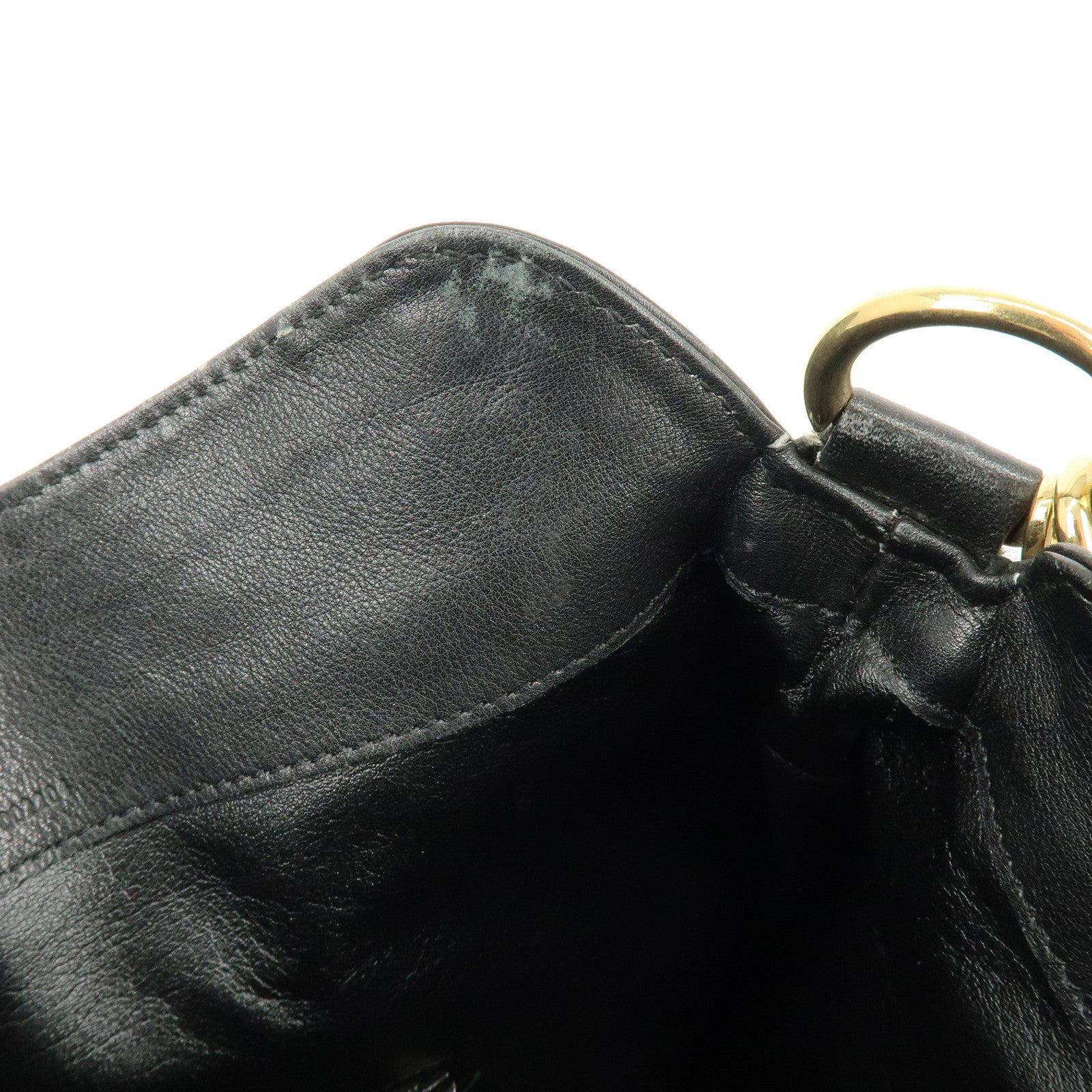 GUCCI Bamboo Leather 2Way Hand Shoulder Bag Black 001・2058・1577・0