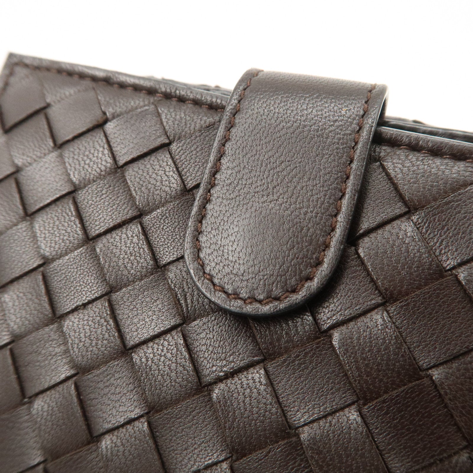 Bottega Veneta Intrecciato Leather Bi-fold Comact Wallet Brown