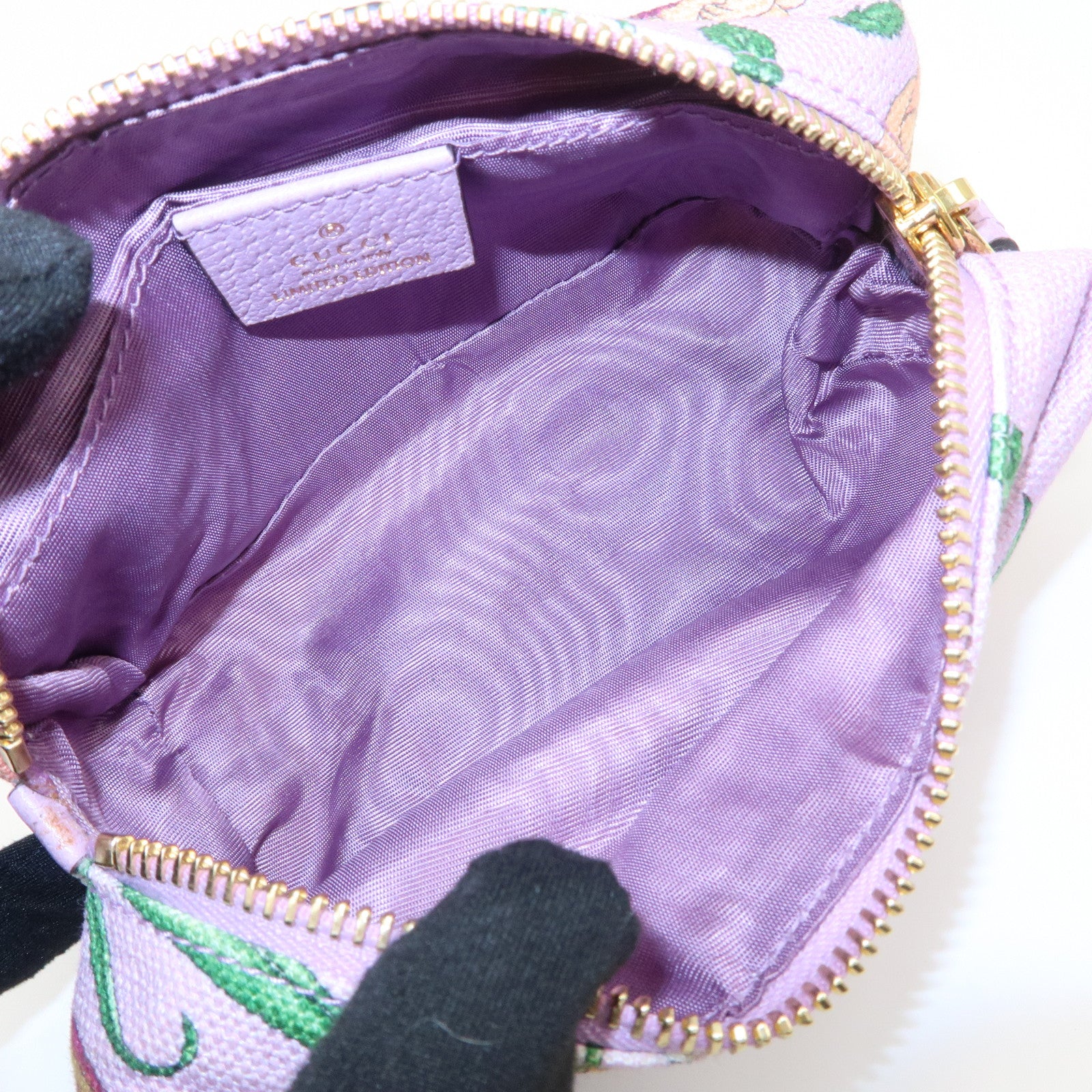 GUCCI GG Marmont Canvas Leather Pouch Flower Purple 577355