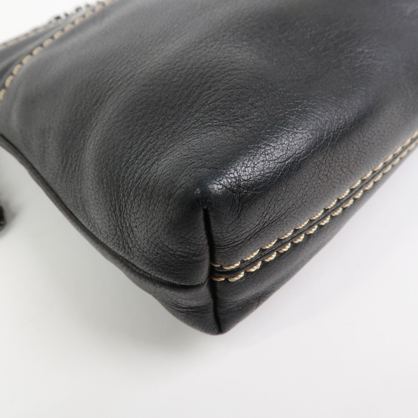 CHANEL Lambskin Chain Shoulder Bag Hand Bag Black Silver