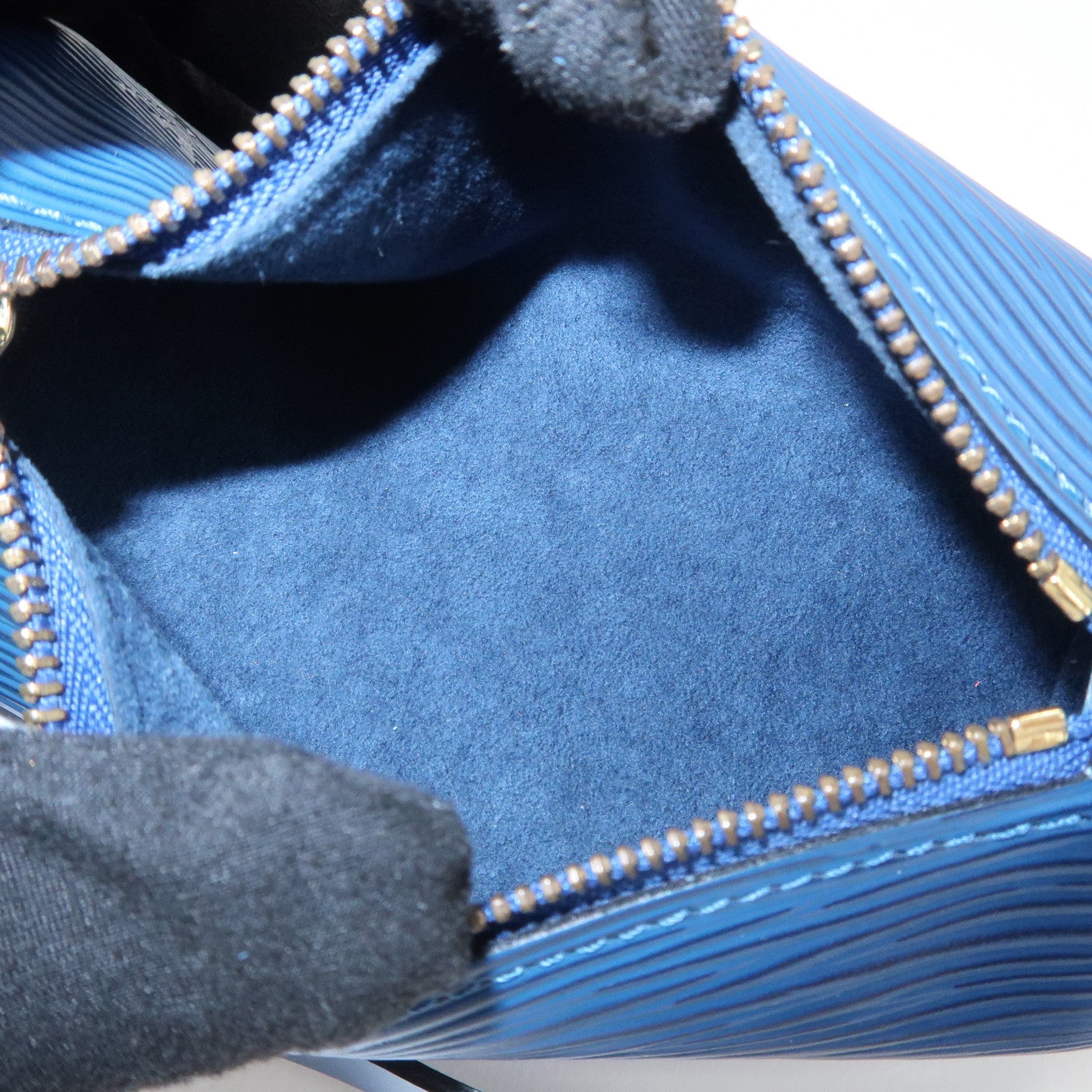 Louis Vuitton Epi Set of 3 Leather Soufflot Pouch Blue Kenya Brown