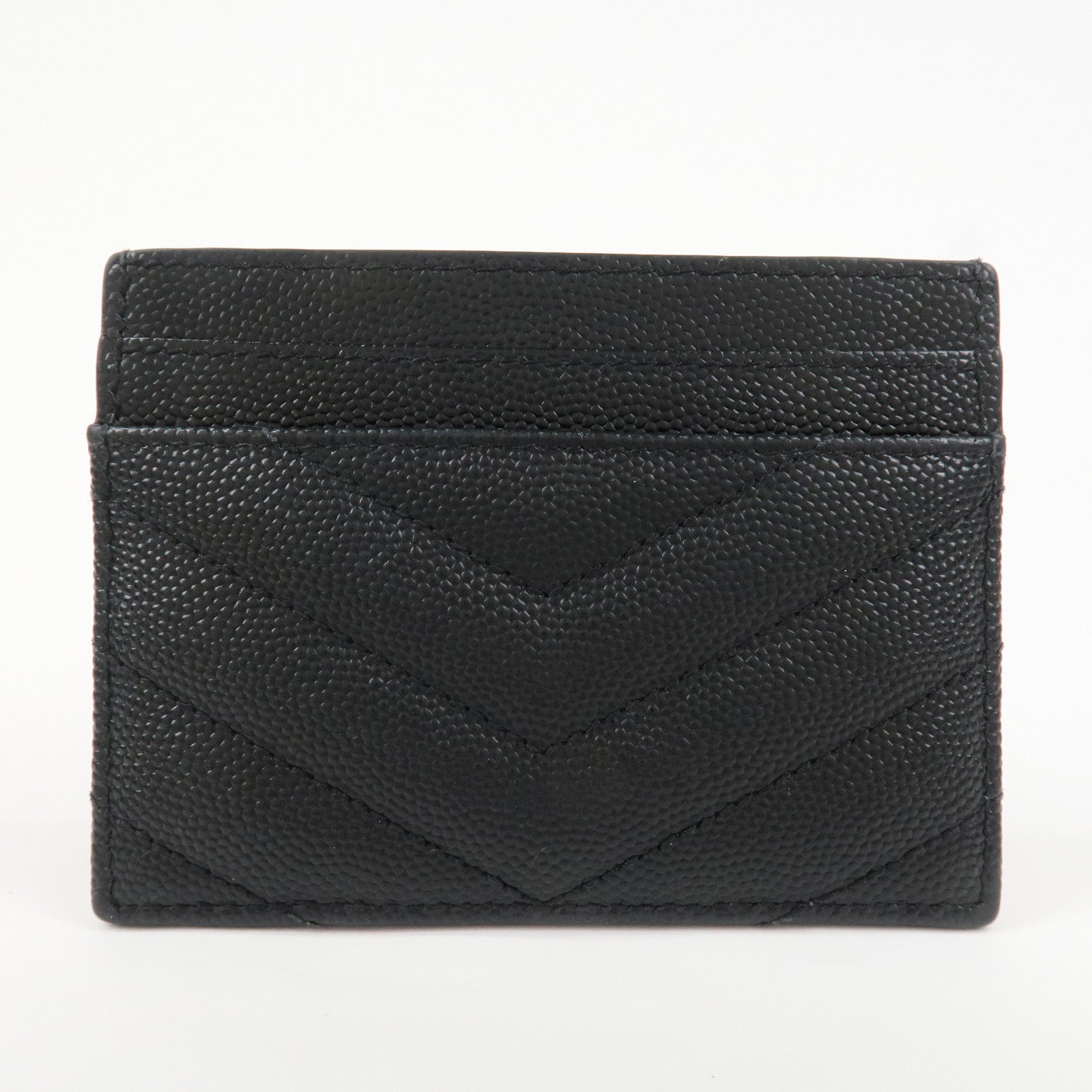 SAINT LAURENT PARIS Casandra Leather Card Case Black 423291