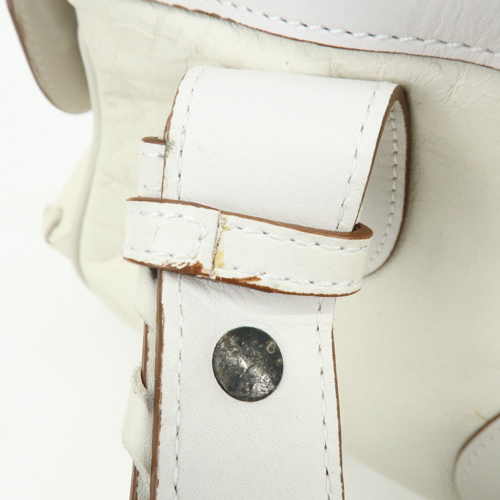 Chloe Silverado Leather Shoulder Bag Boston Bag Hand Bag White