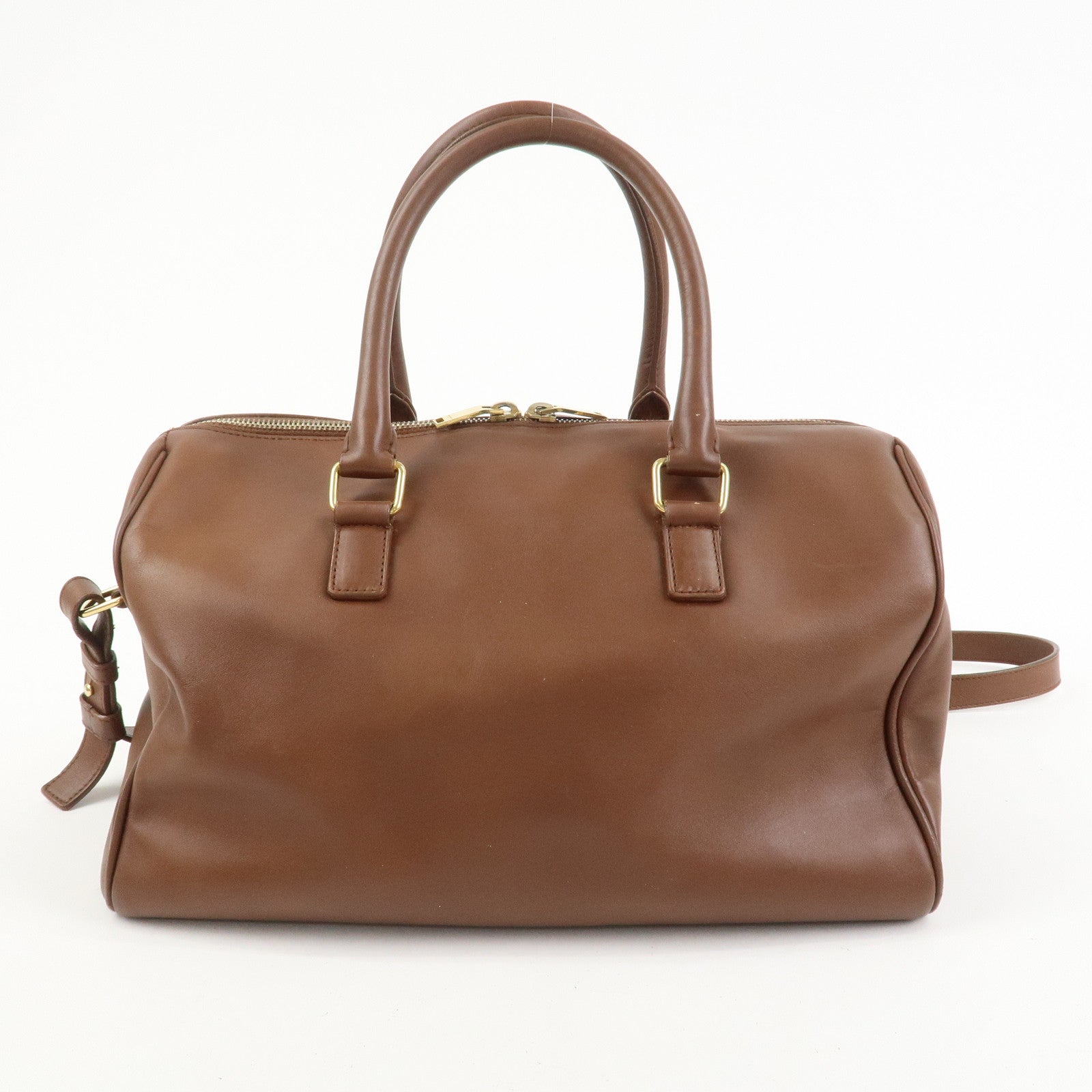 SAINT LAURENT PARIS Leather Duffle 6 2Way Bag Hand Bag Brown 322049