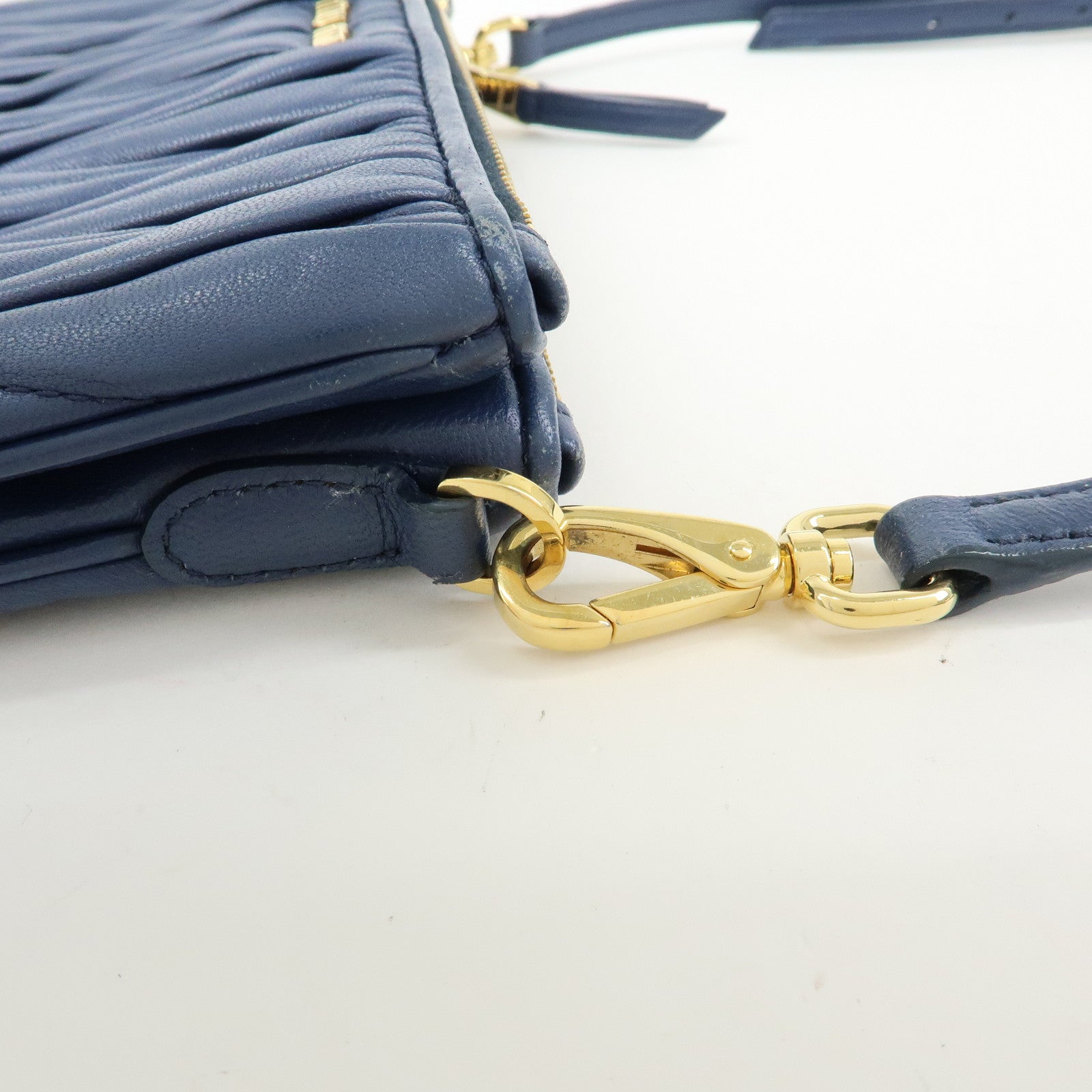 MIU MIU Matelasse Leather Shoulder Bag Crossbody Bag Blue