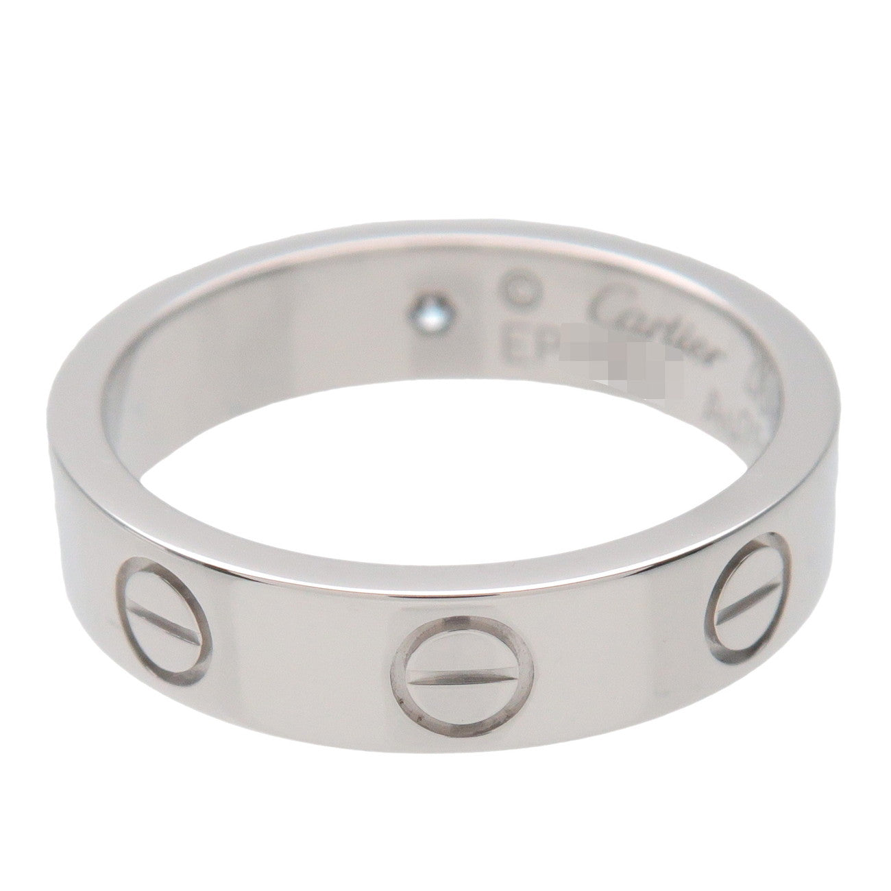 Cartier Mini Love 1P Diamond Ring #46 K18 750WG White Gold US3.5-4