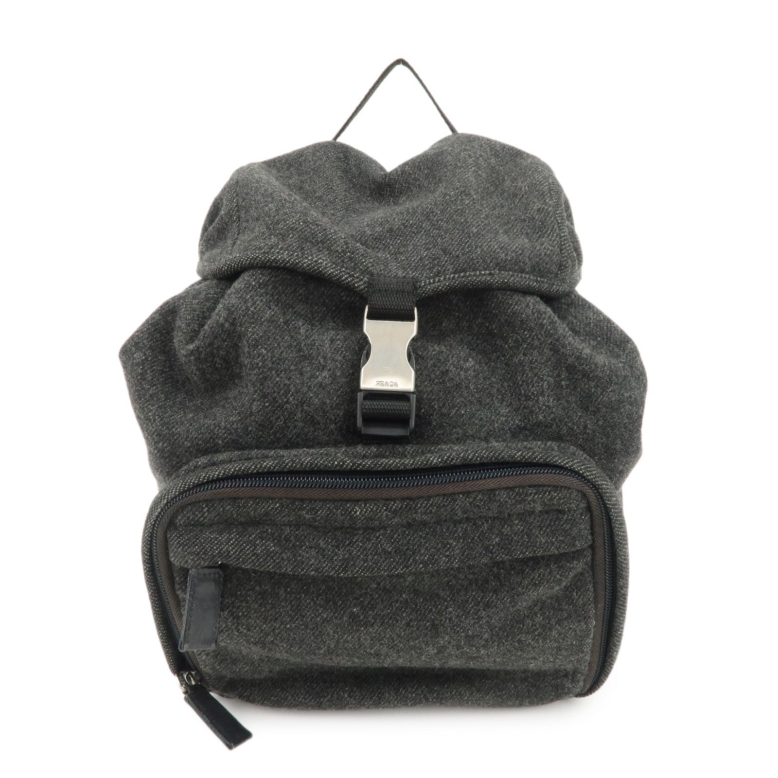 PRADA Triangle Logo Wool Mini Backpack Racksuck Gray V203