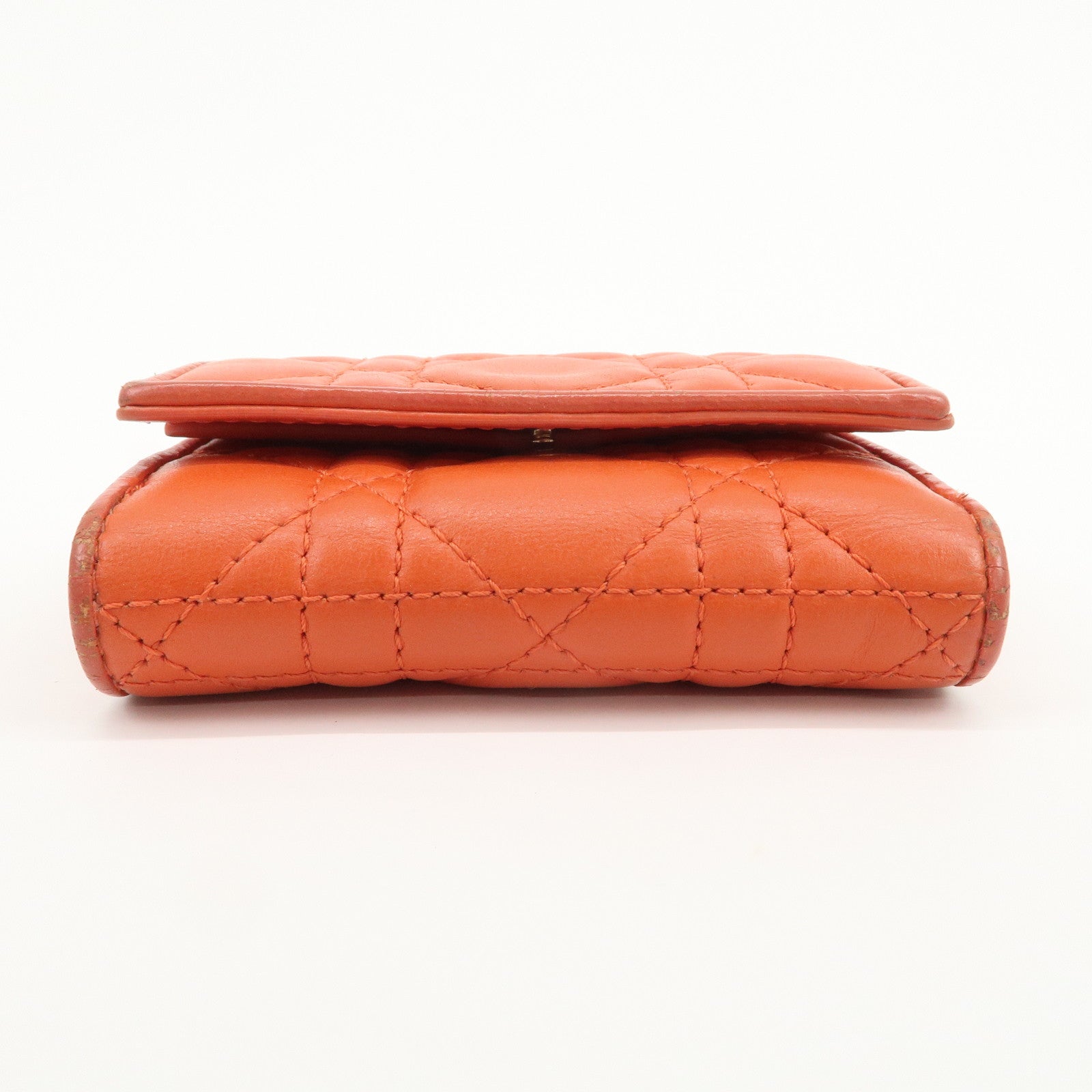 Christian Dior Lady Dior Cannage Leather Tri-fold Compact Wallet