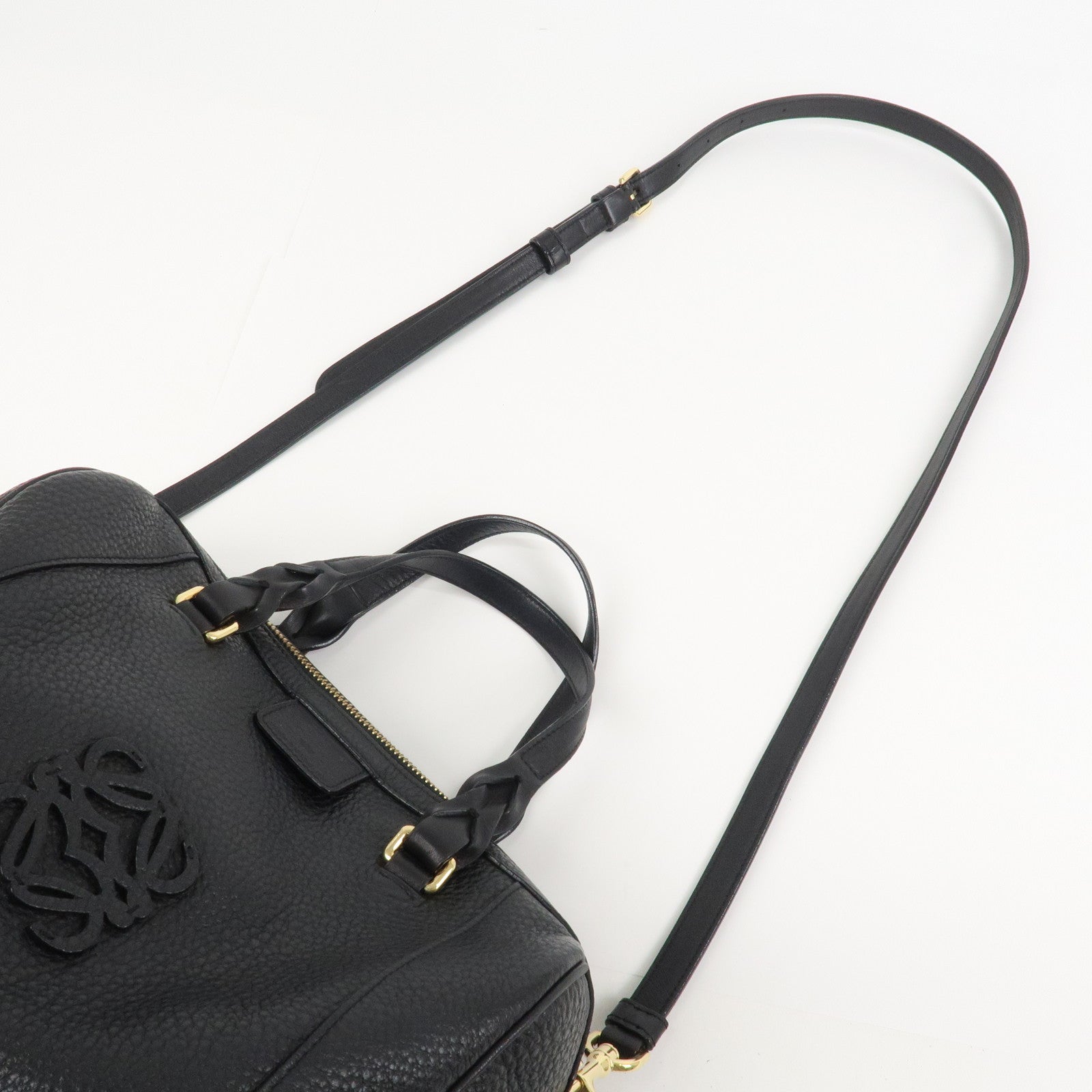 LOEWE Anagram Leather Amazona Fusta 2Way Shoulder Bag Black