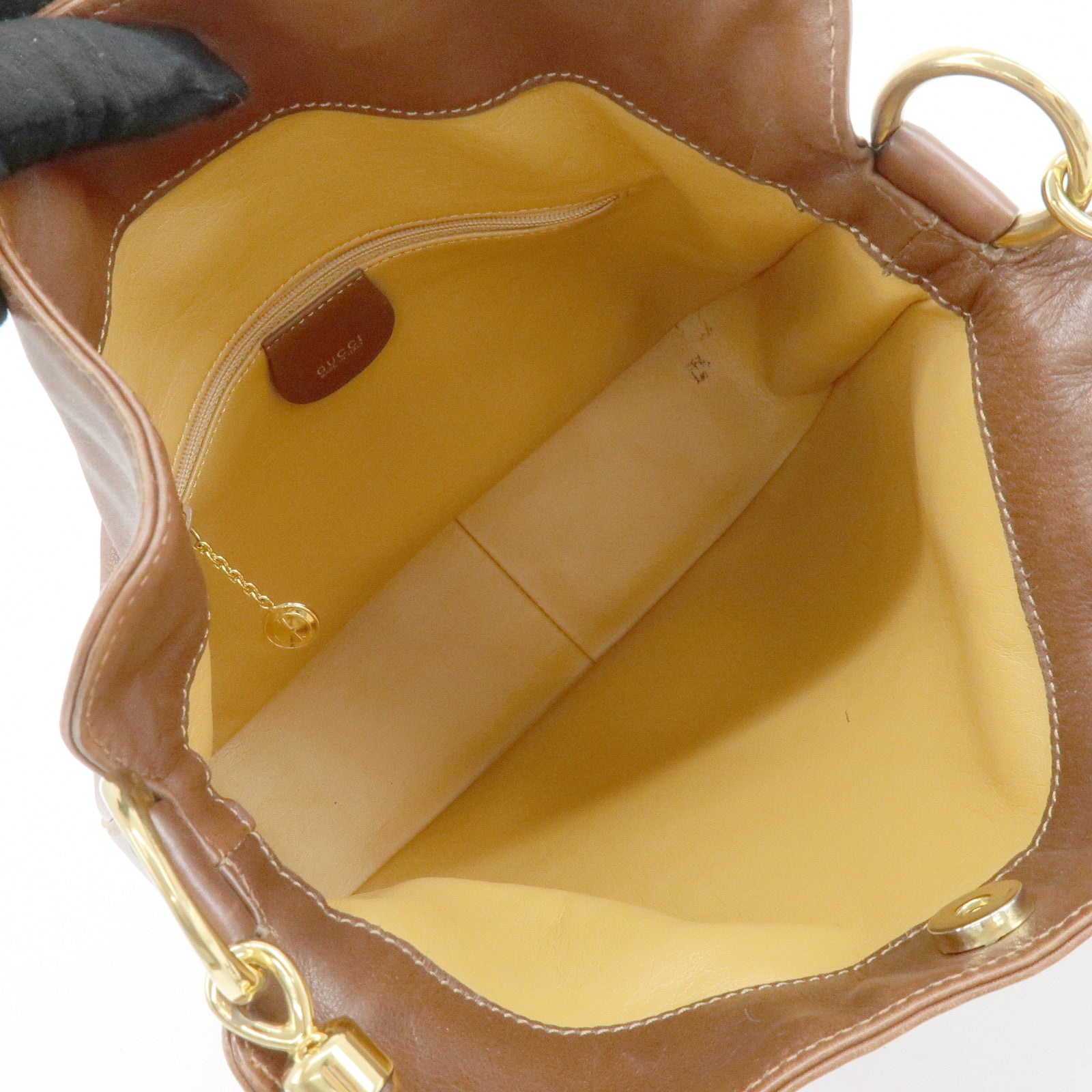 GUCCI Bamboo Leather 2Way Bag Shoulder Bag Brown 001.3444