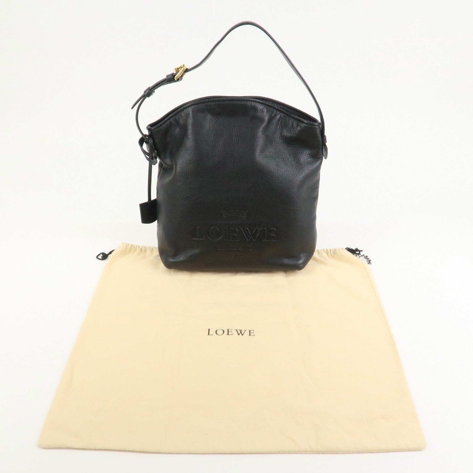 LOEWE Heritage Calf Leather Shoulder Bag Crossbody Bag Black