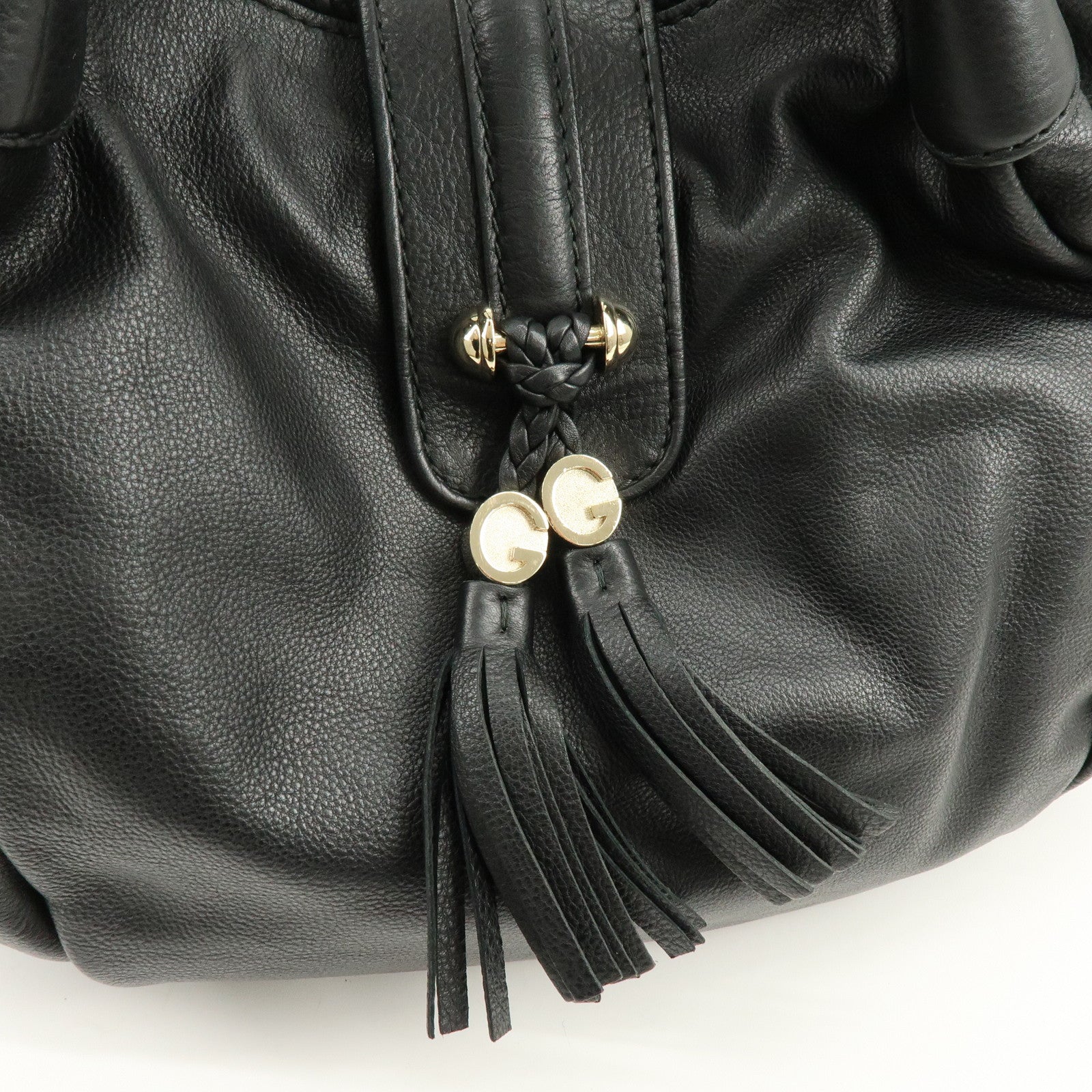 GUCCI Marrakech Leather Shoulder Bag Tote Bag Black 257029