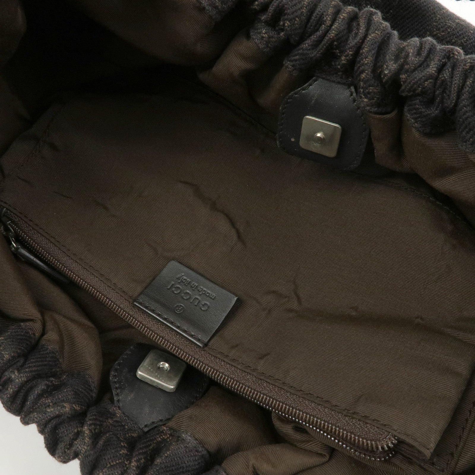 GUCCI GG Monogram Canvas Leather Tote Bag Hand Bag Brown 76554