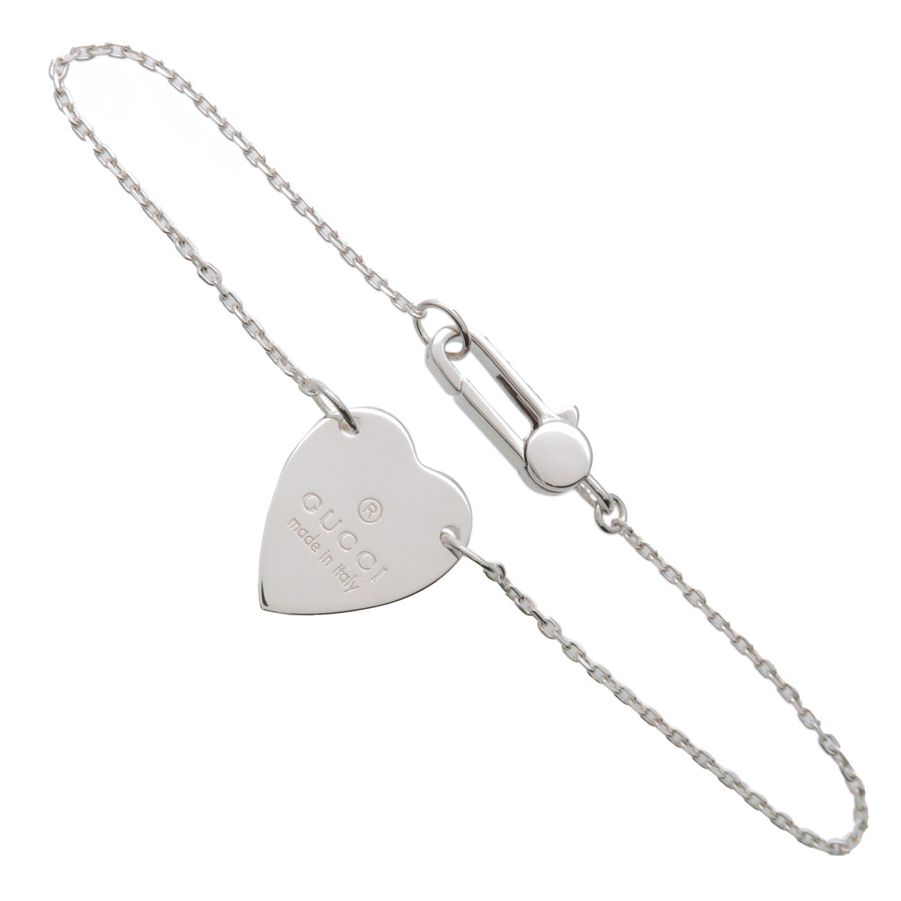 GUCCI Heart Plate Bracelet 17 Engraved SV925 Silver 223513