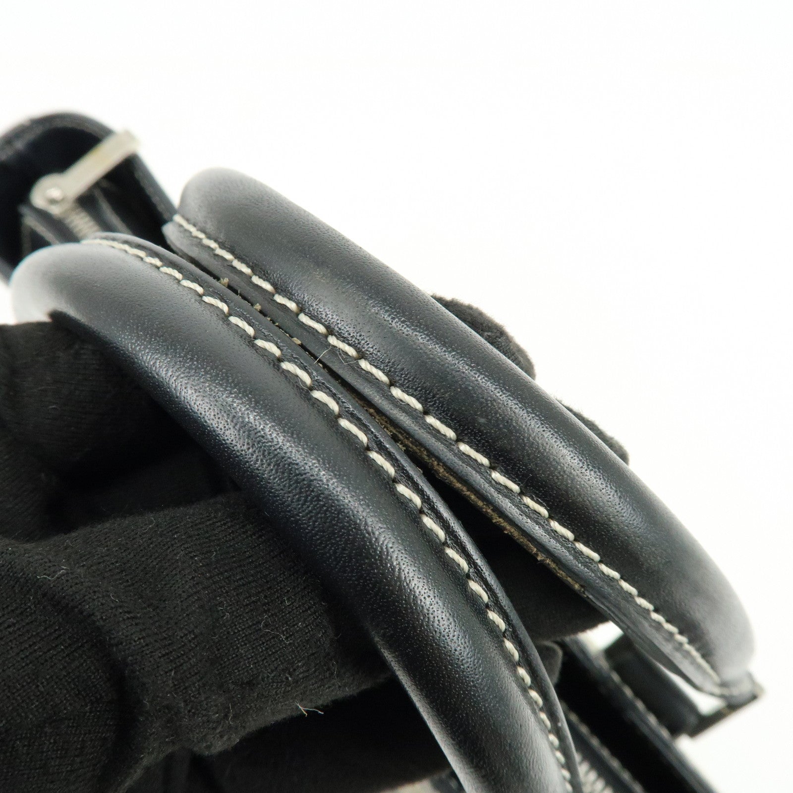 BURBERRY Canvas Leather Hand Bag Tote Bag Black