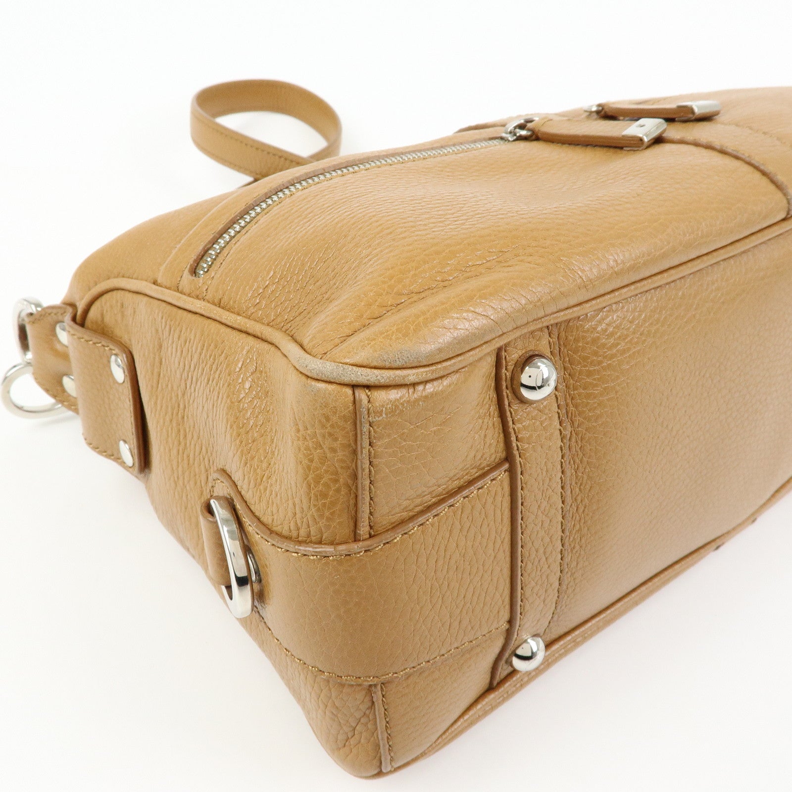 TOD'S  Miky Leather Shoulder Bag Crossbody Bag Camel Light Brown