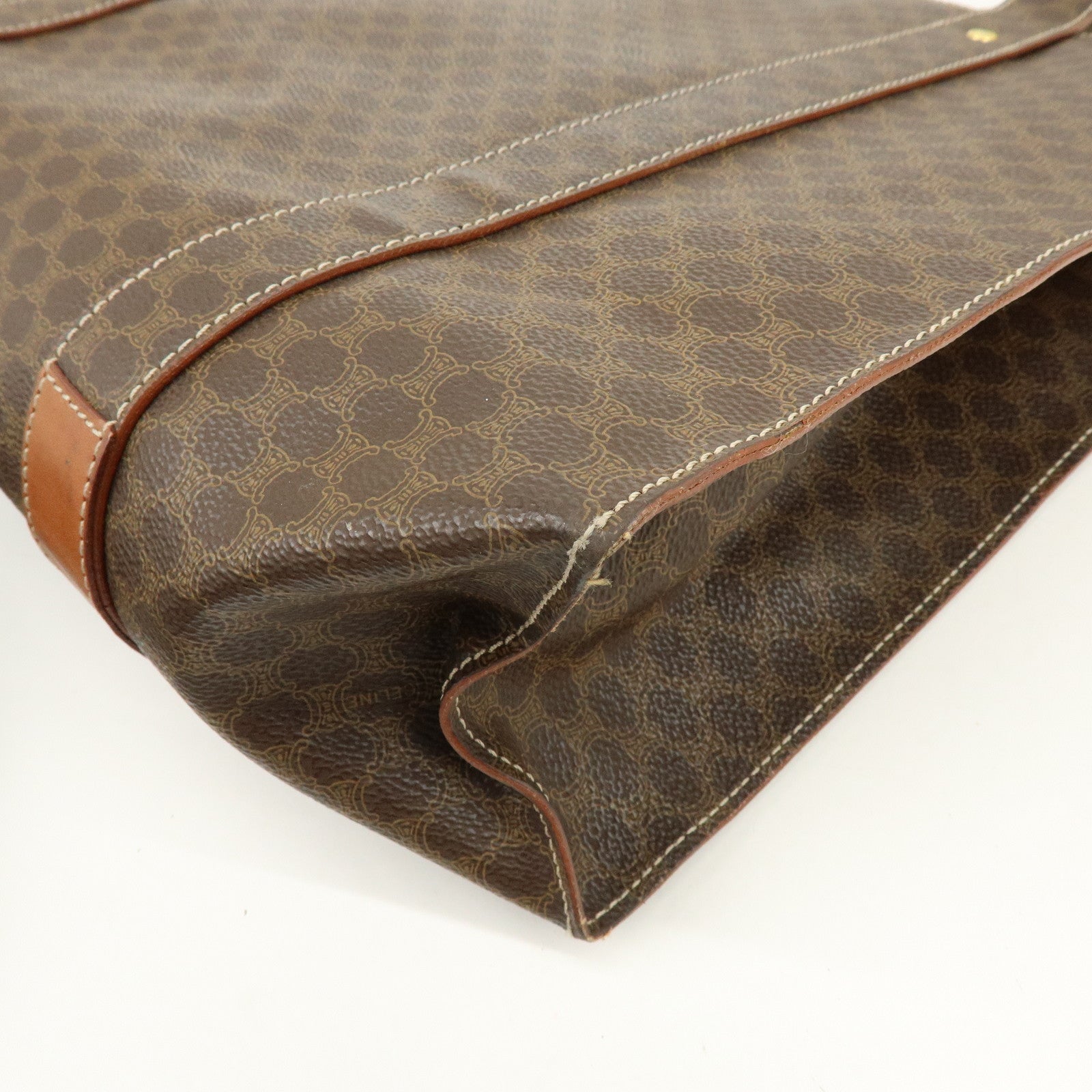 CELINE  Macadam PVC Leather Tote Bag Shoulder Bag Brown