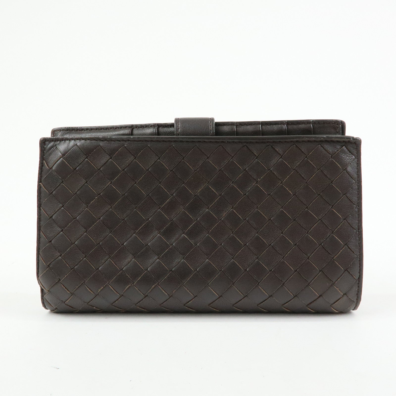 BOTTEGA VENETA Intrecciato Leather Bi-fold Long Wallet Brown