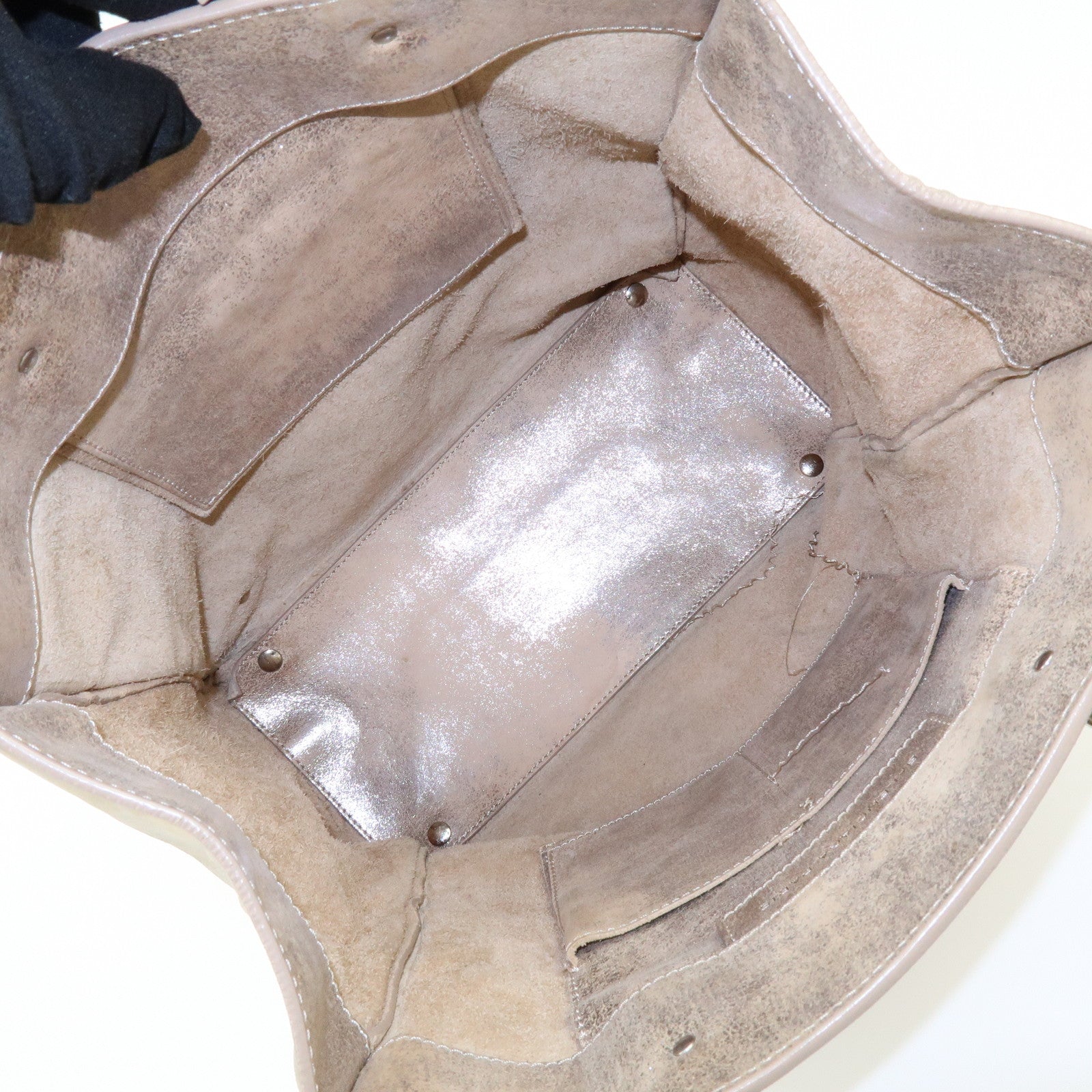 BALENCIAGA The Paper Leather Tote Bag Hand Bag Silver 255412