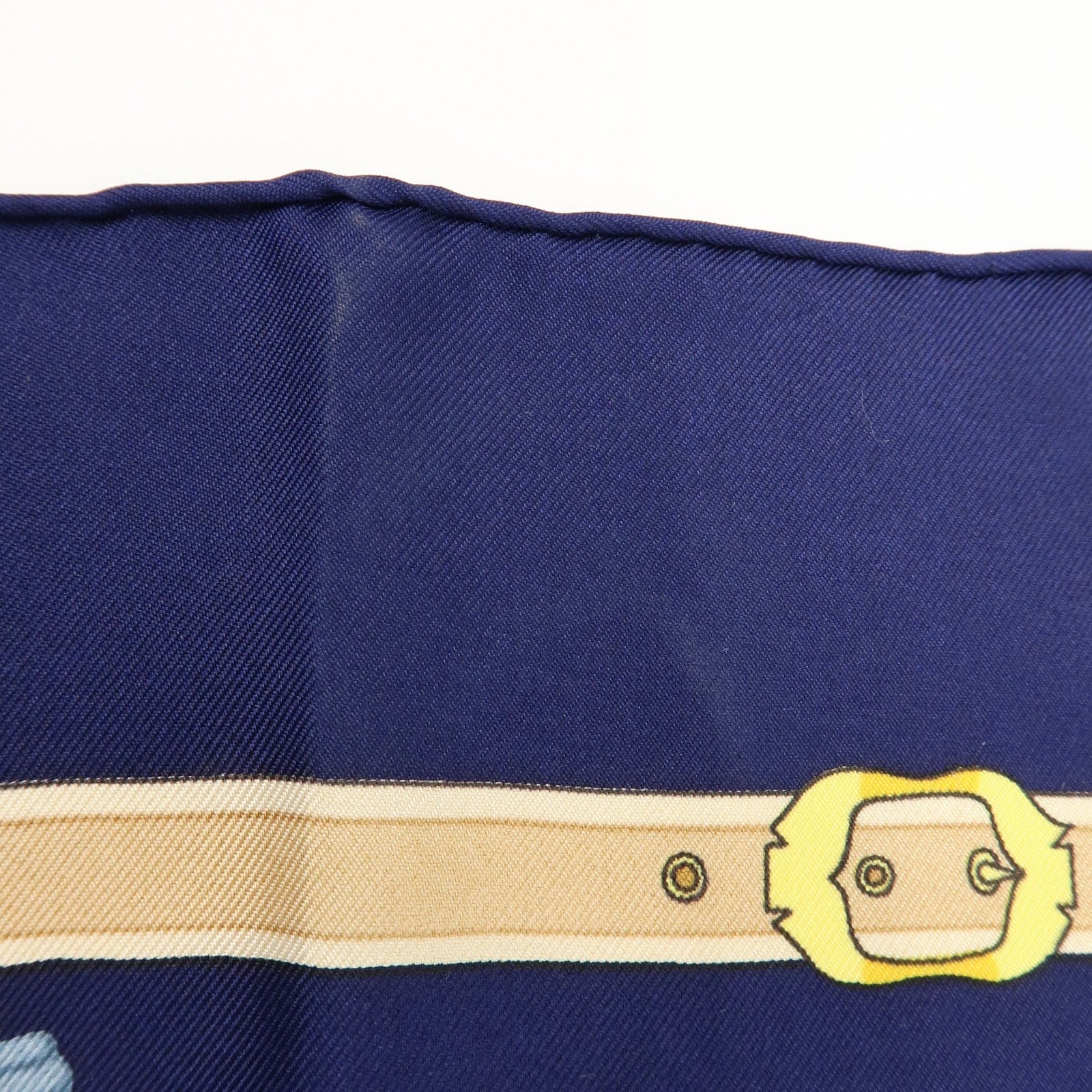 HERMES Carre 90 Silk 100% LES MUSEROLLES Scarf Navy