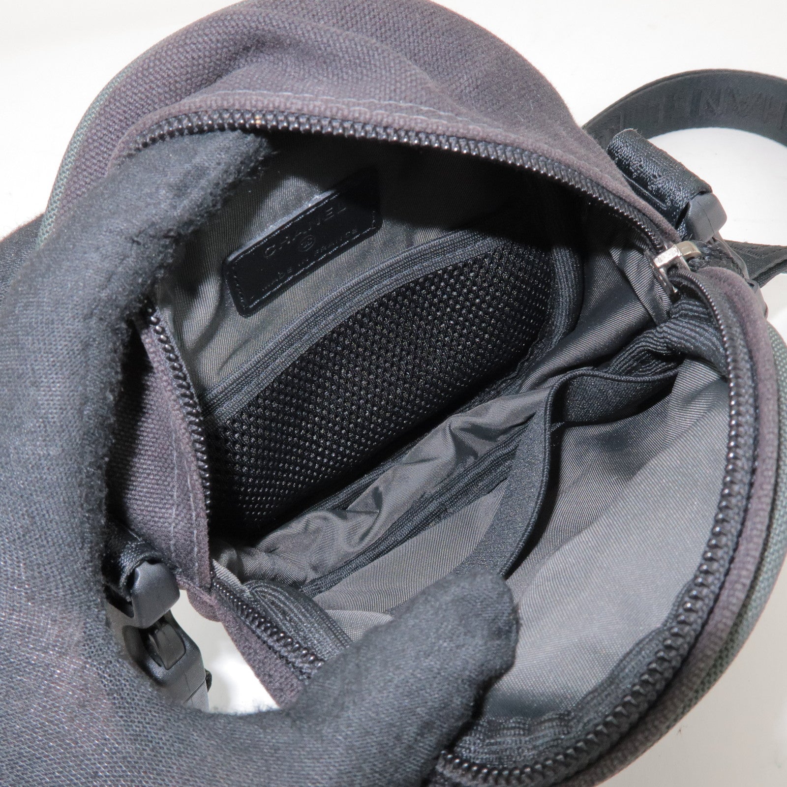 CHANEL Sport Line COCO Mark Canvas Shoulder Bag Black Green A23300