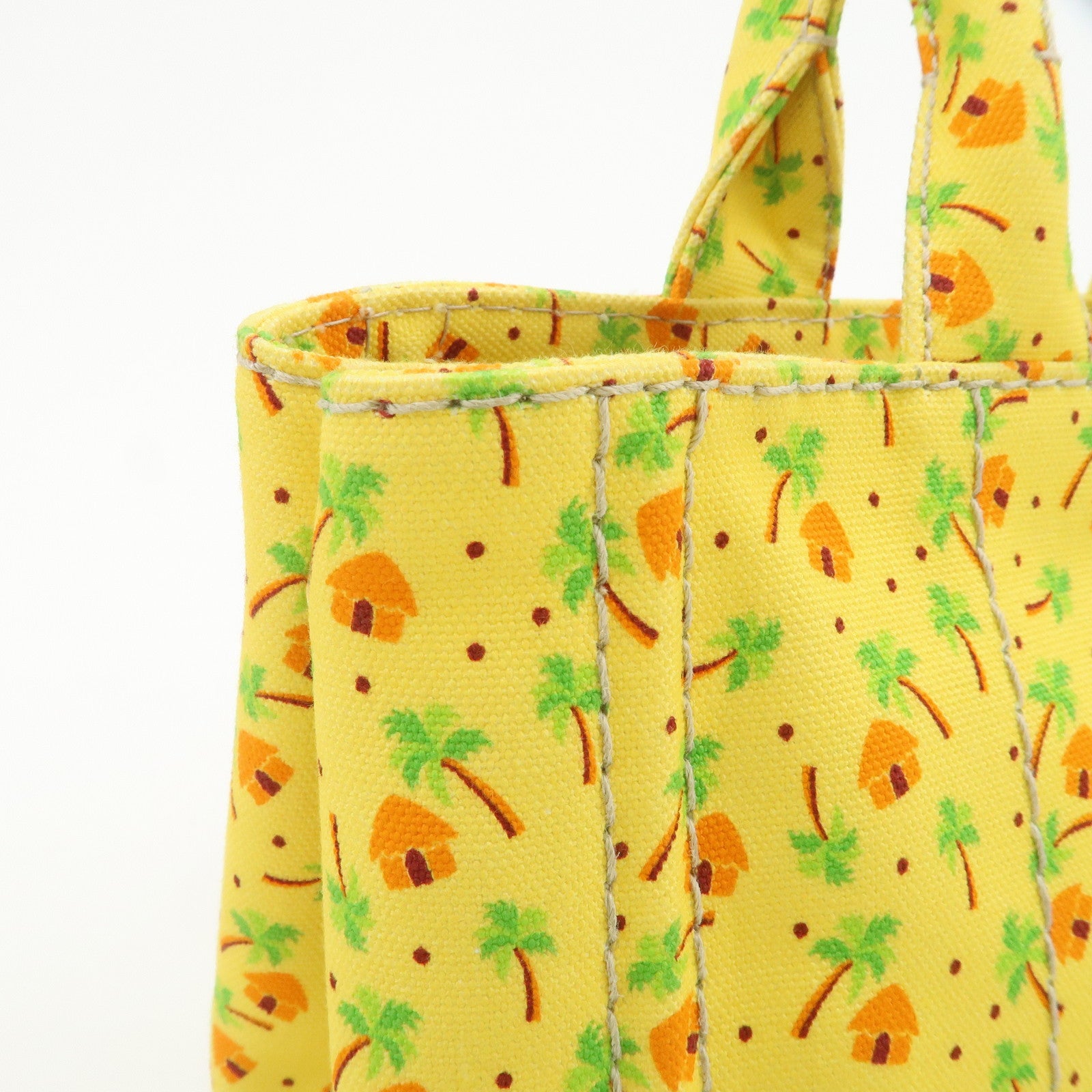 PRADA Canapa Mini Canvas 2Way Bag Hand Bag Yellow Orange 1BG439