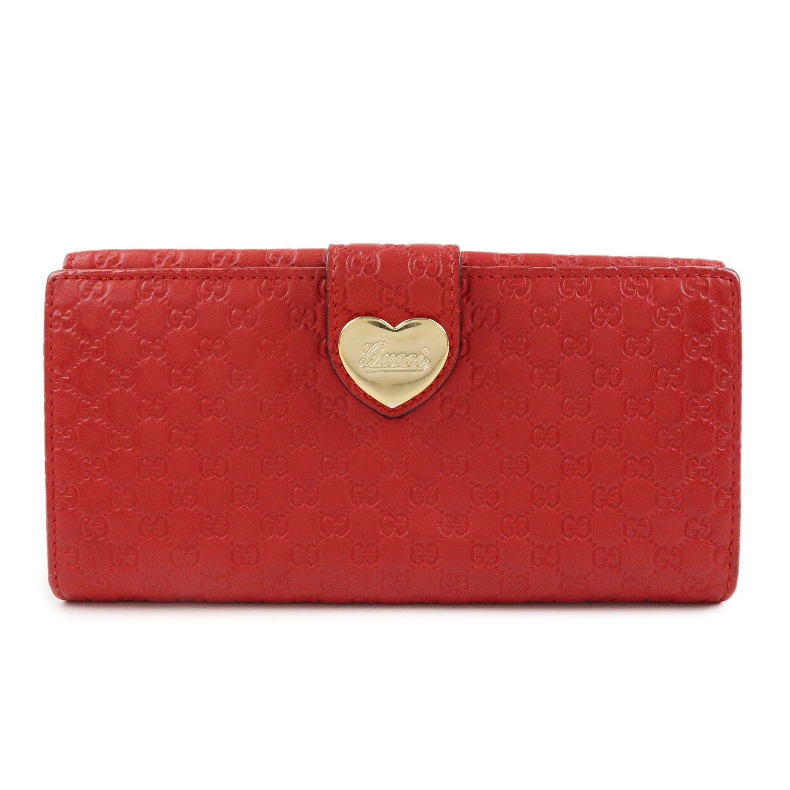 GUCCI Lovely Heart Microguccissima Leather Long Wallet Red 203550