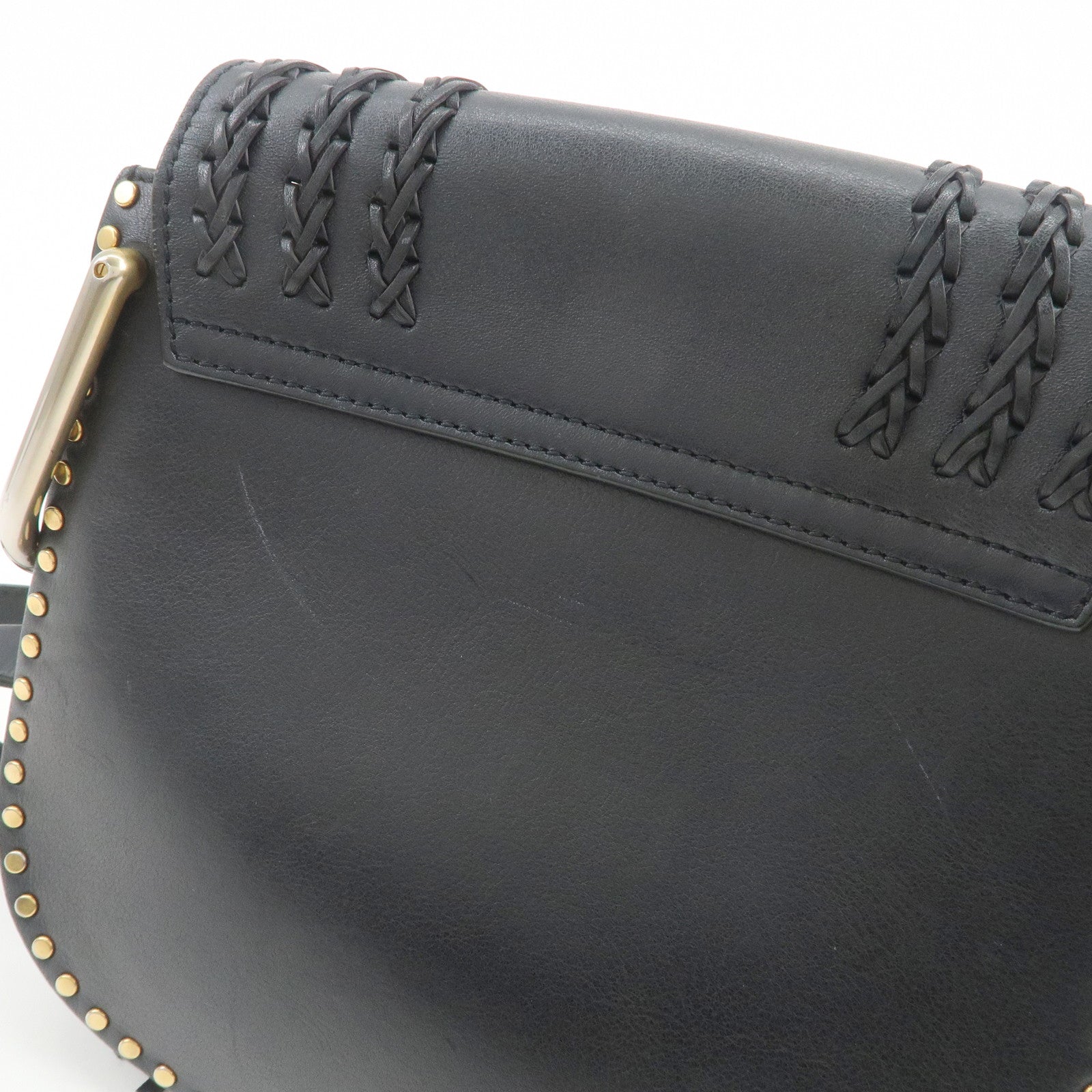 Chloe Hudson SAC'S PORTE EPAU Calf Leather Suede Shoulder Bag Black
