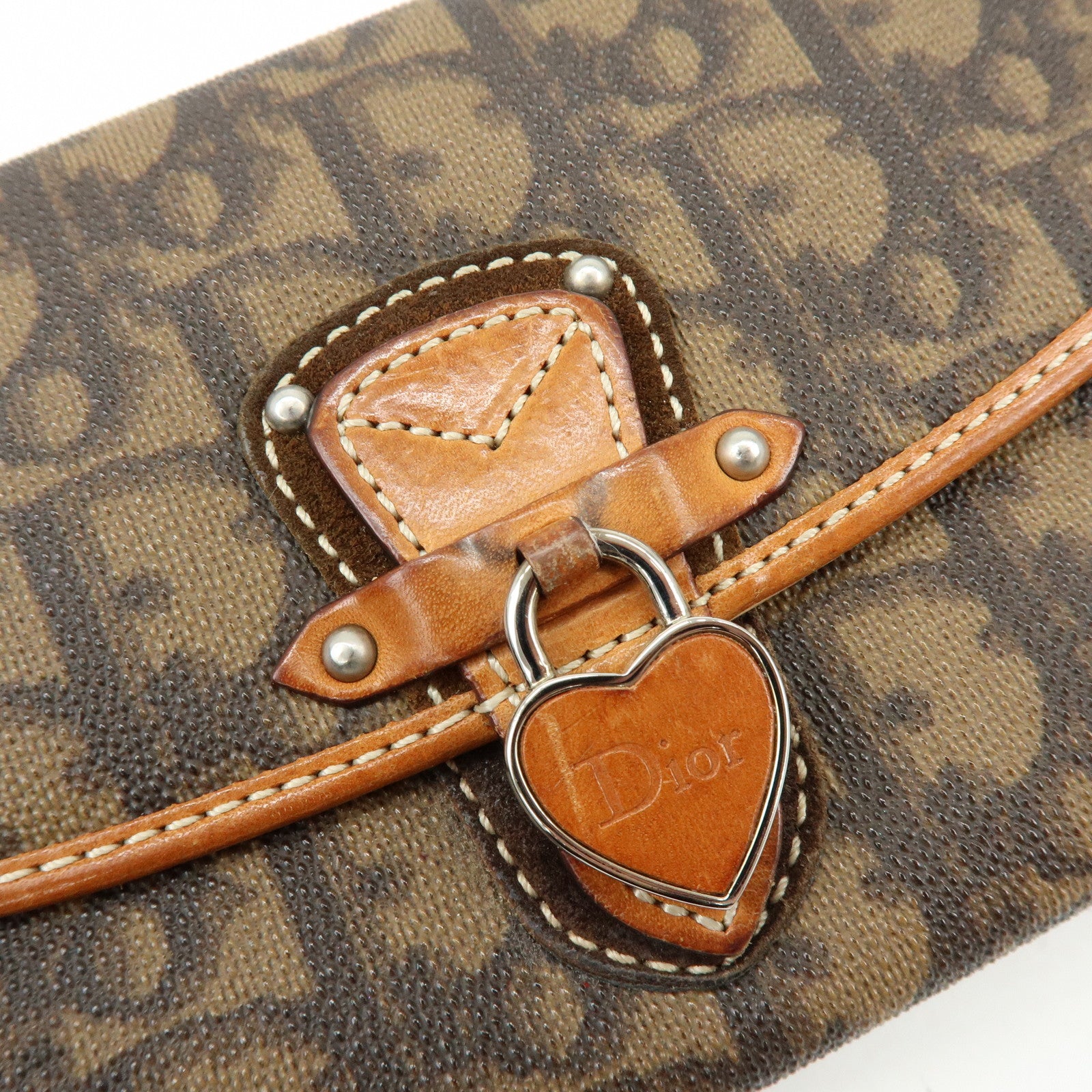 Christian Dior Trotter Romantic PVC Leather Long Flap Wallet Brown