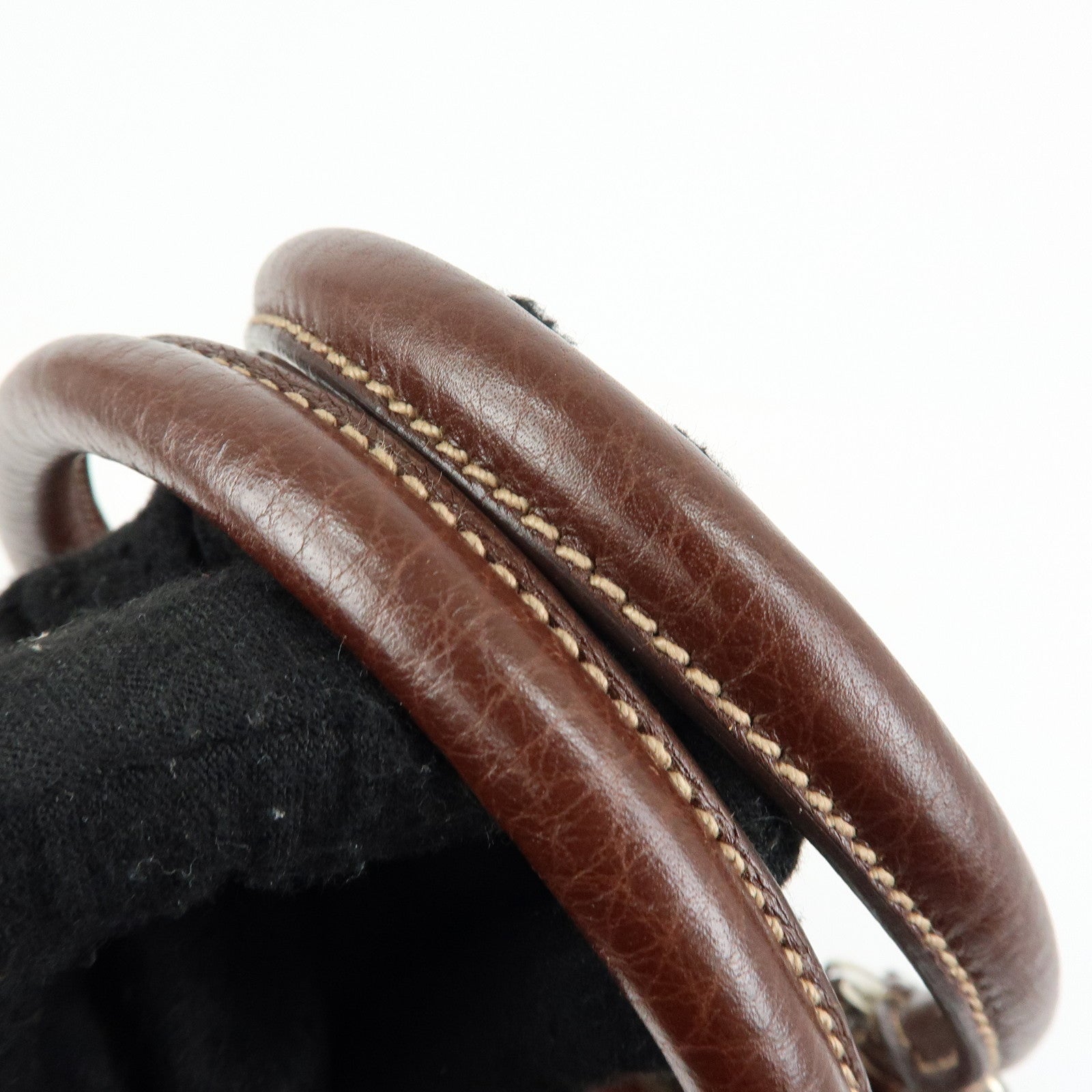 PRADA Vitello Daino Leather Boston Bag Hand Bag Brown BR3090