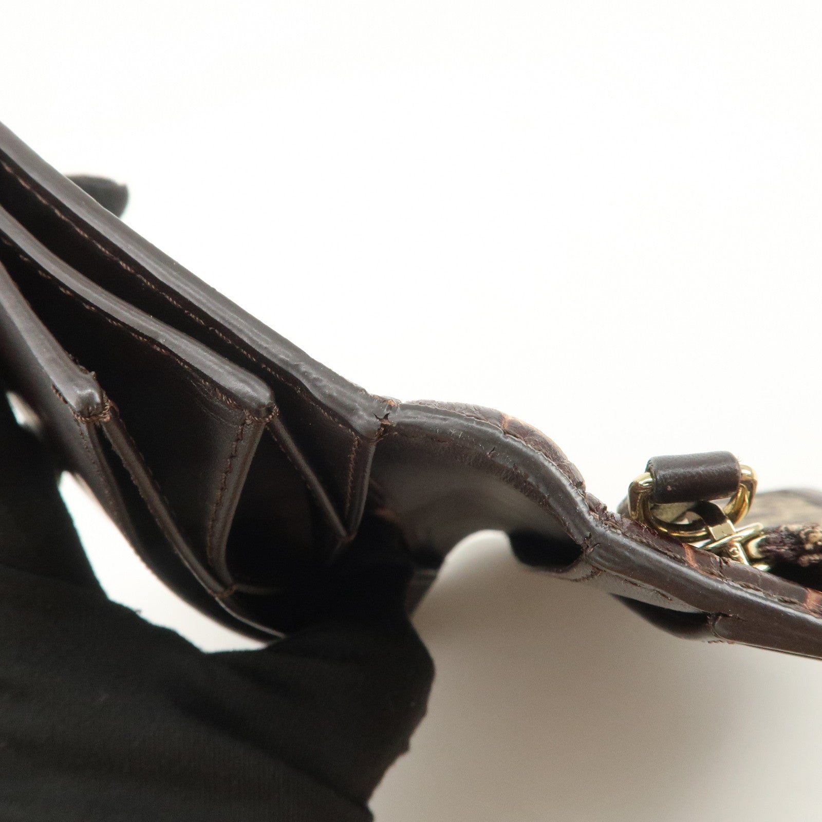 CELINE Macadam Canvas Leather Flap Long Wallet Brown