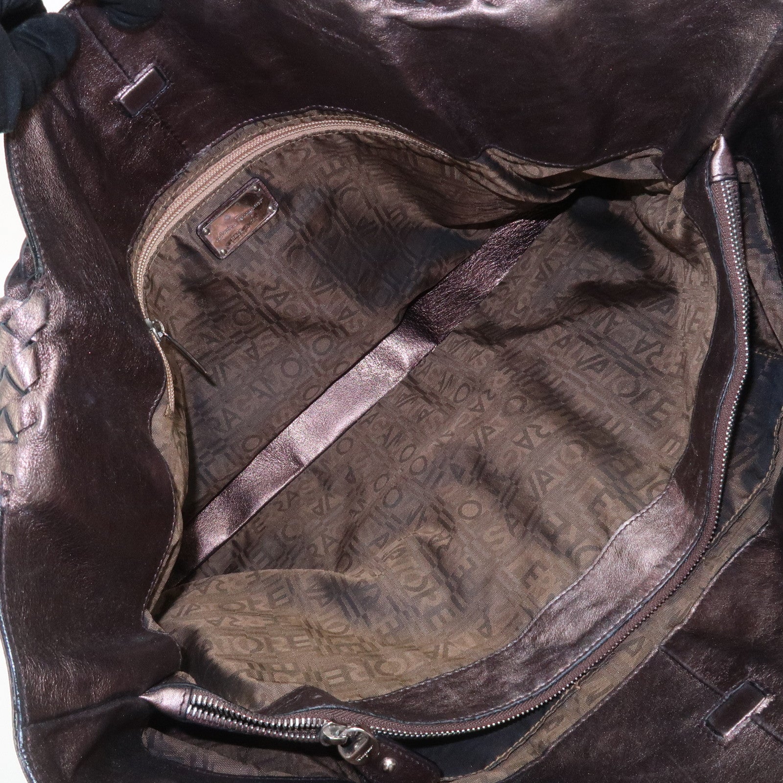 Ferragamo Gancini Leather Tote Bag Shoulder Bag Bronze