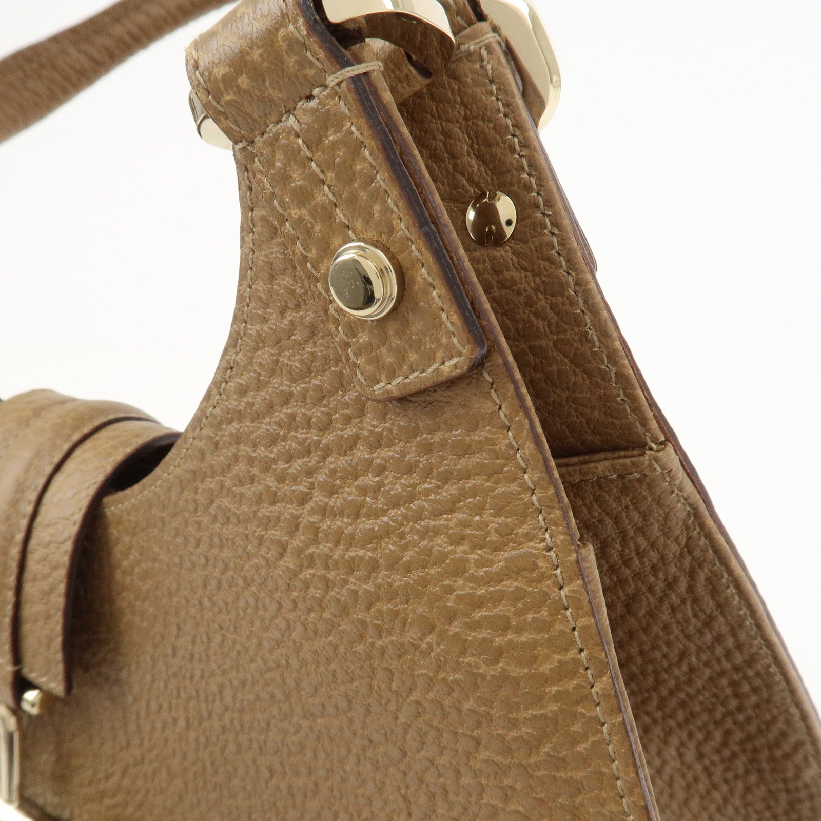 GUCCI Leather Shoulder Bag Hand Bag Brown 130995