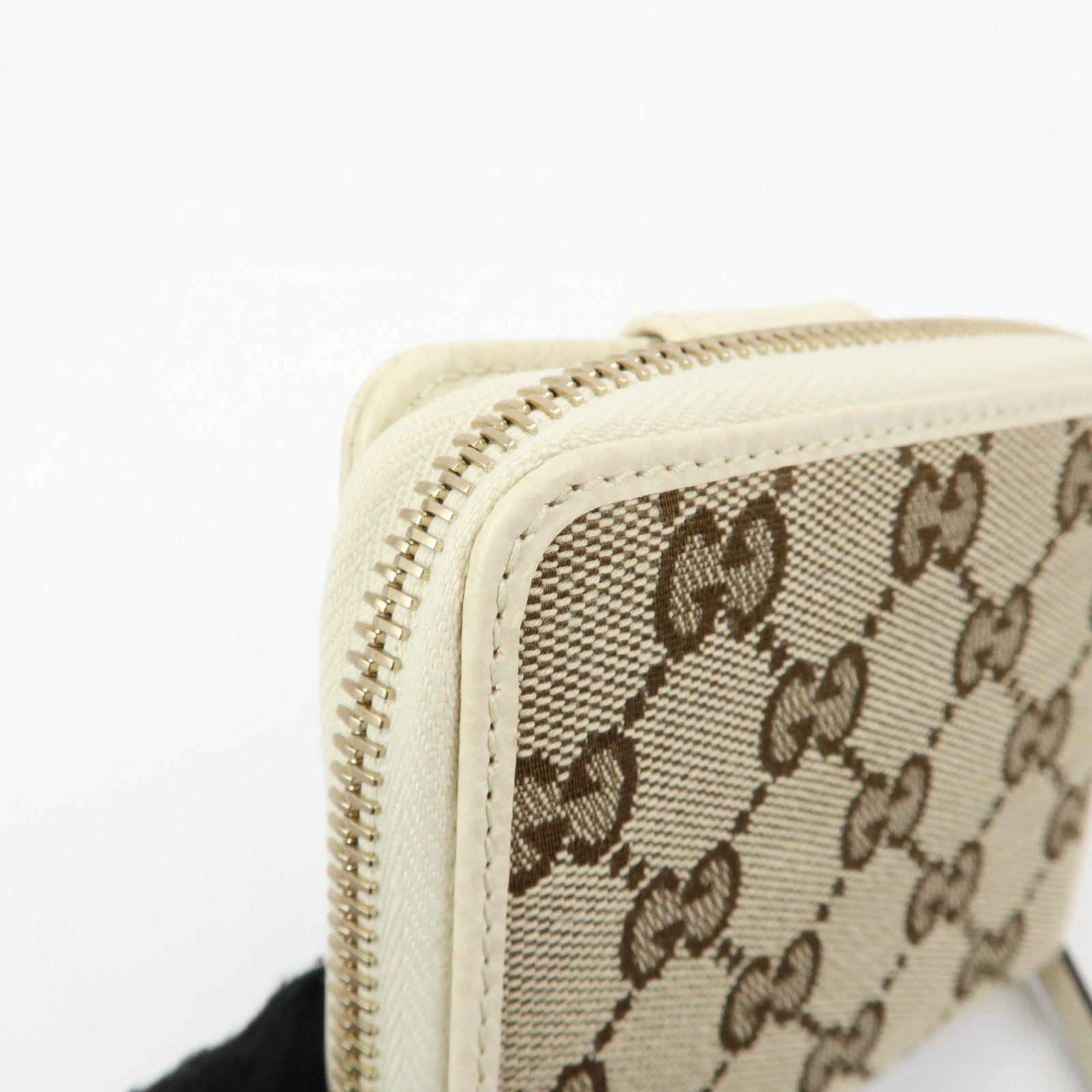GUCCI GG Canvas Leather Bi-fold Compact Wallet Beige 346056
