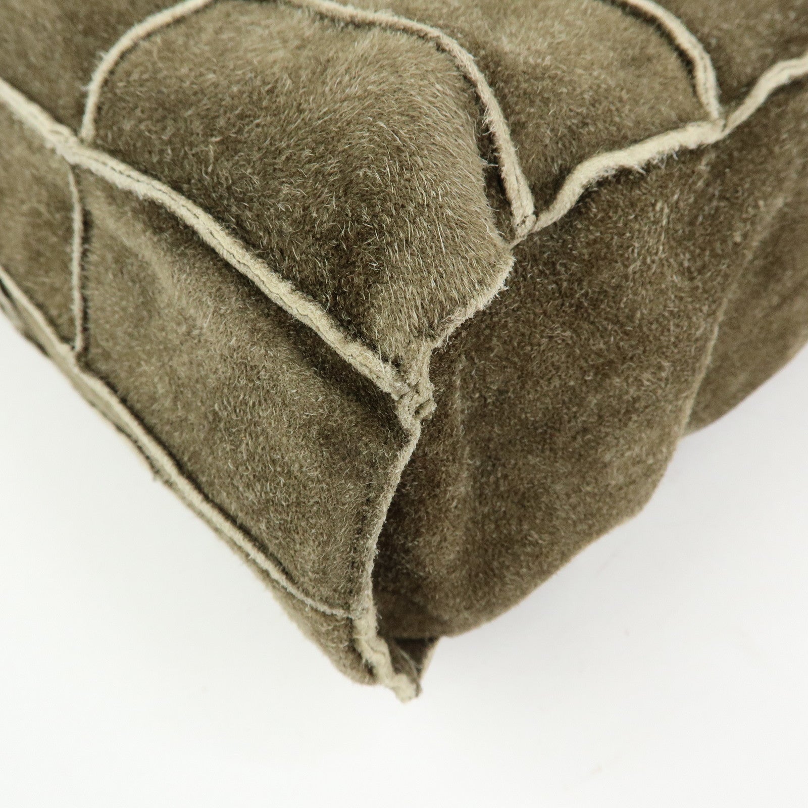 CHANEL Logo Suede Shoulder Bag Hand Bag Tote Bag Khaki