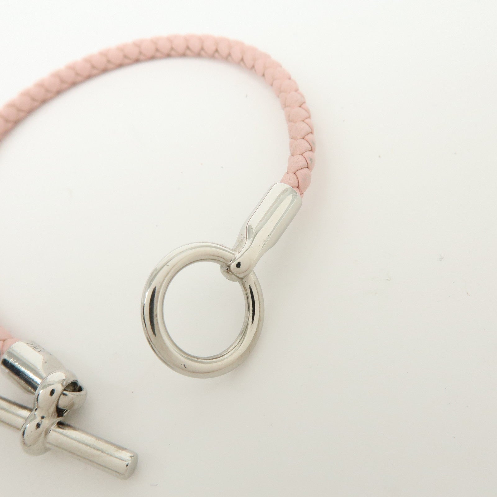 HERMES Glenan H Tresse en Veau Swift Leather Bracelet Light Pink