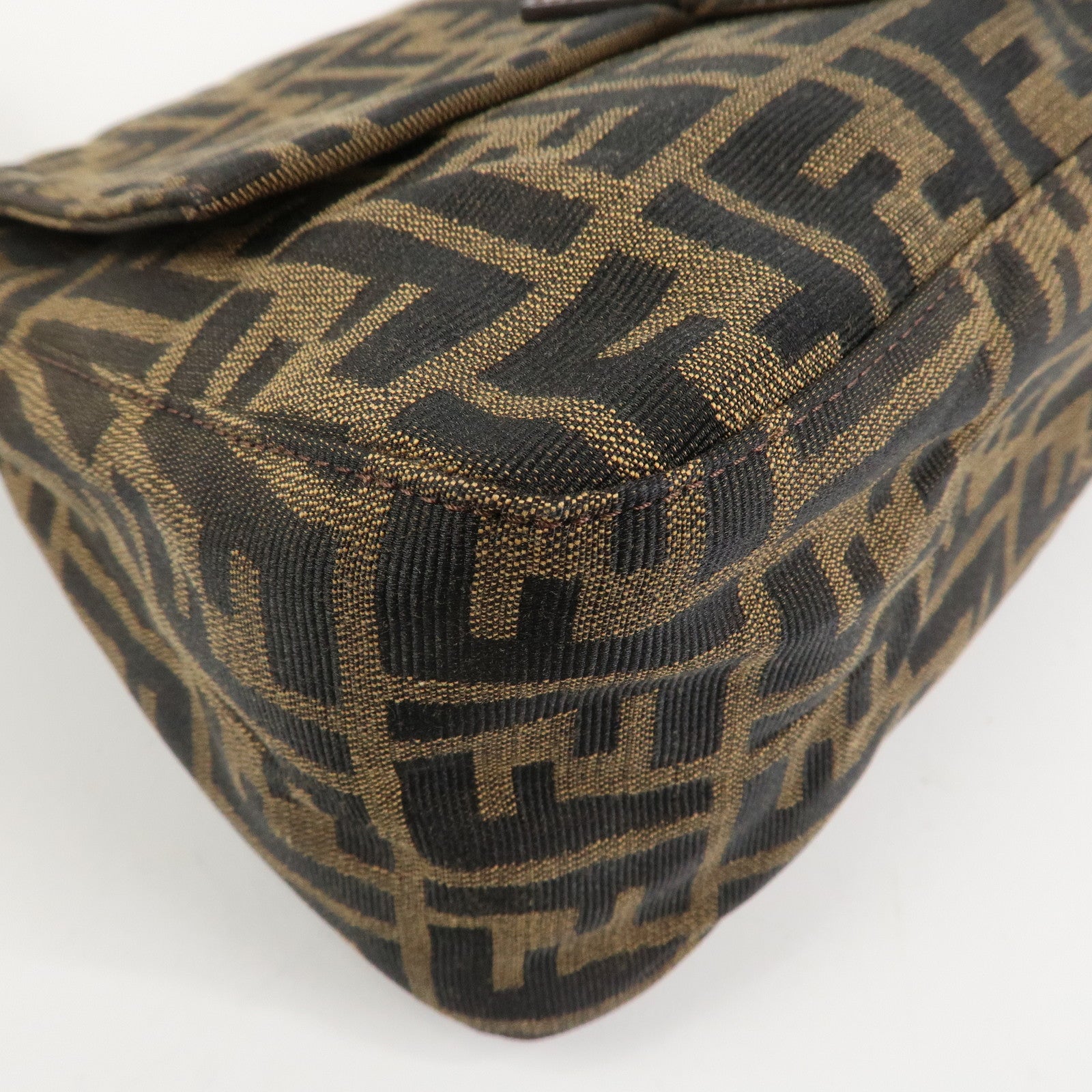 FENDI Zucca Mamma Baguette Canvas Shoulder Bag Brown Black 26325