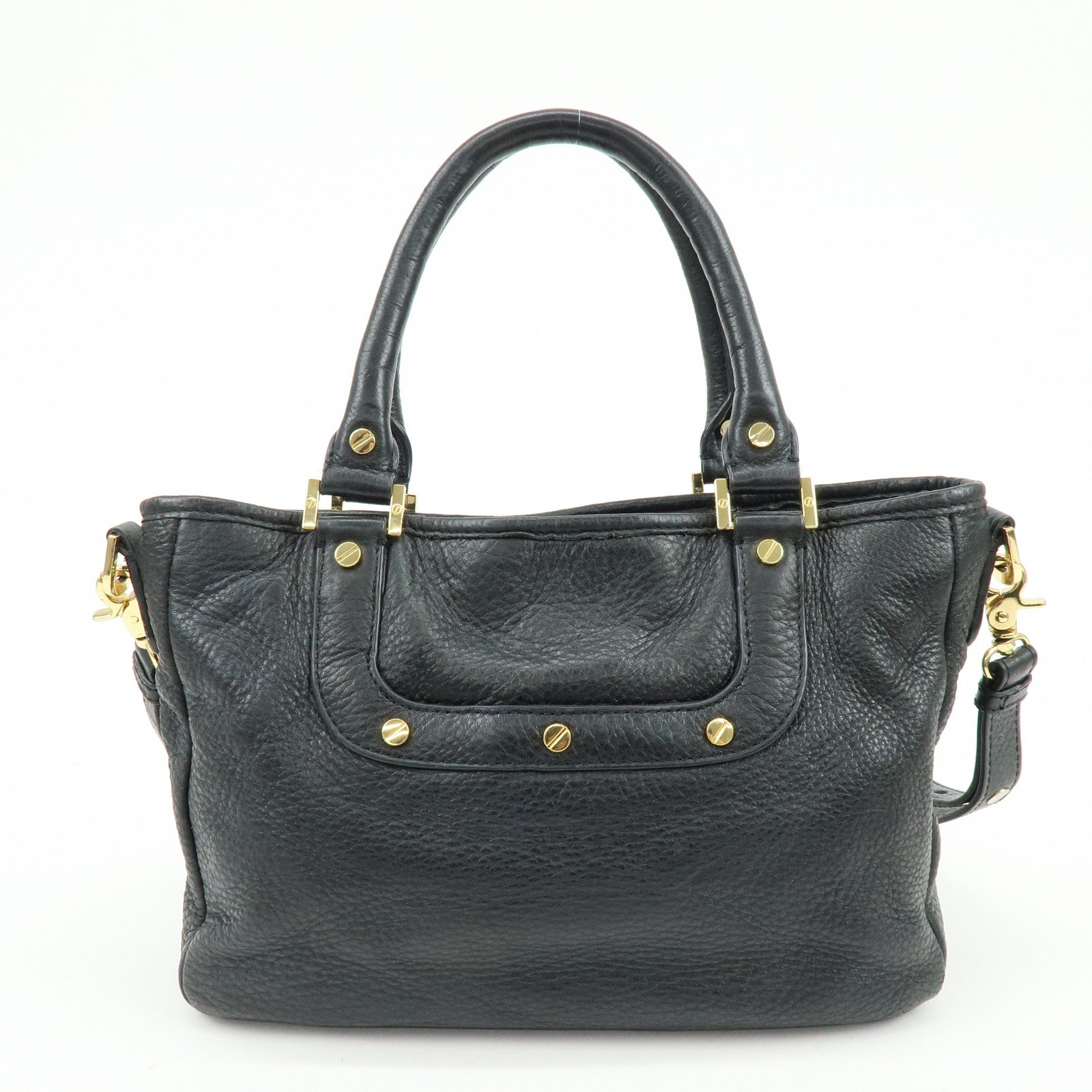 TORY BURCH Double T Leather 2Way Bag Hand Bag Shoulder Bag Black