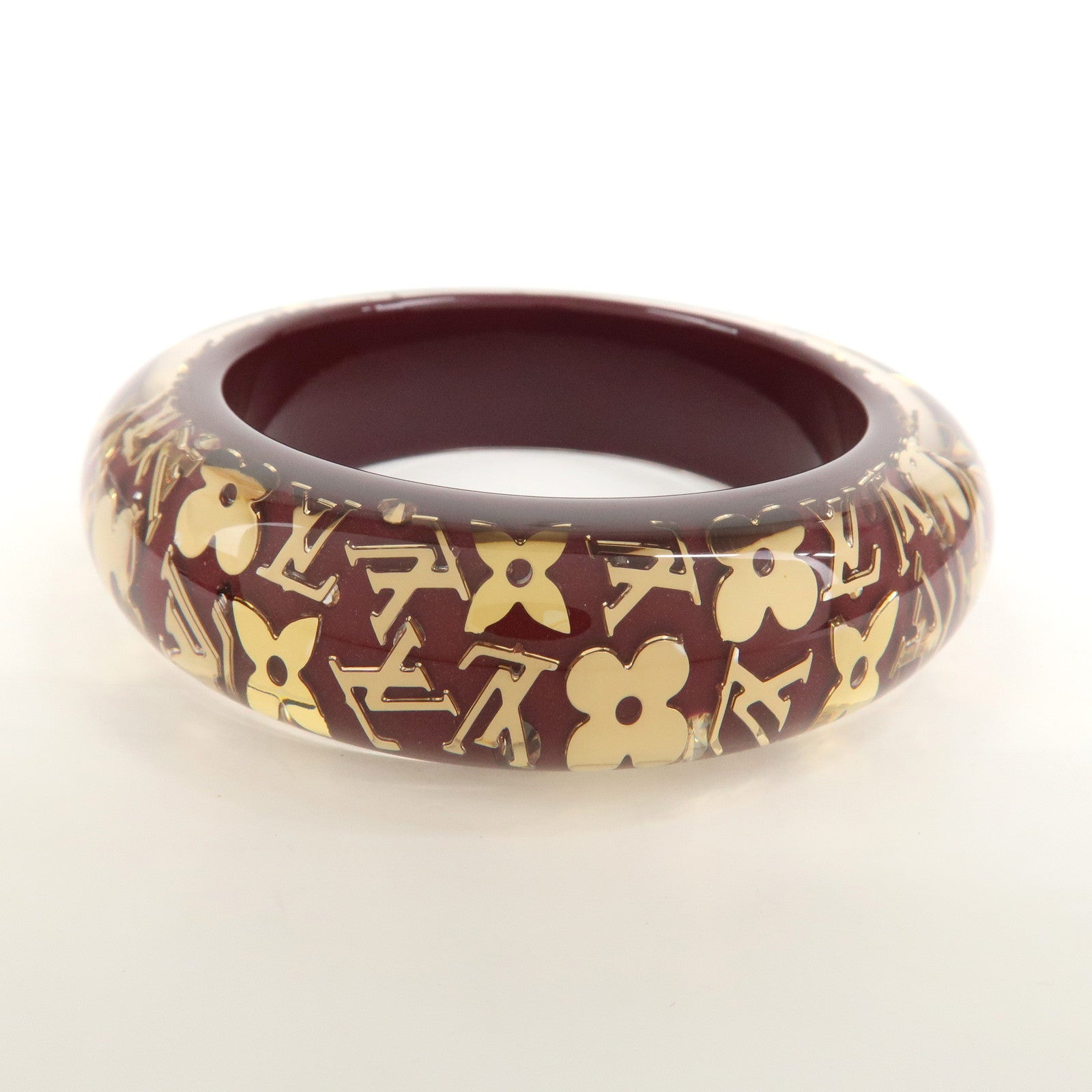Louis Vuitton Monogram Inclusion GM Resin Bracelet Bangle Wine Red