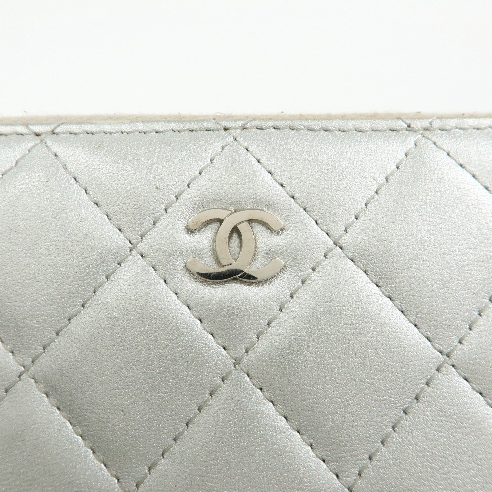 CHANEL Matelasse COCO Mark Lamb Skin Zippy Long Wallet A50097