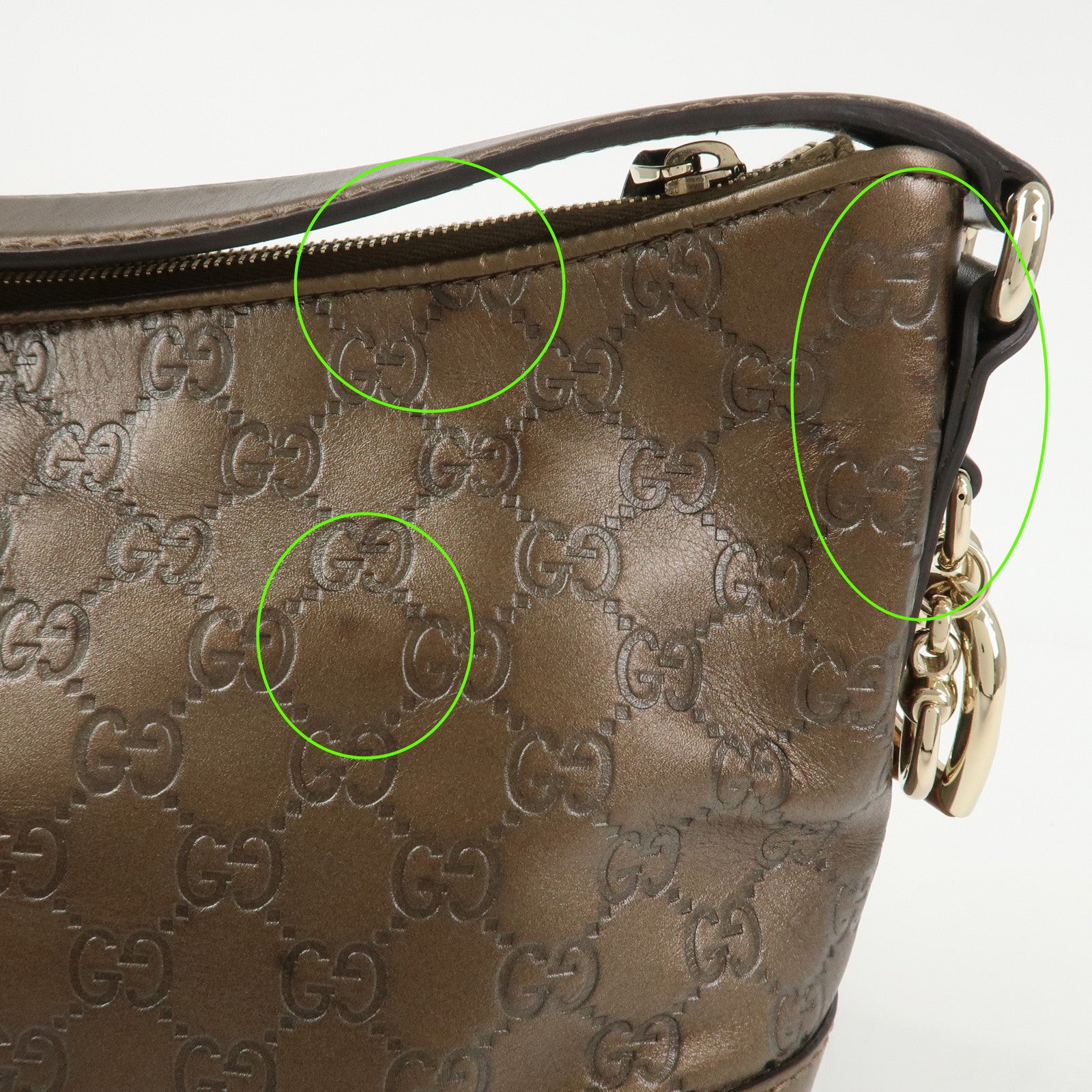 GUCCI Guccissima Bamboo Leather Shoulder Bag Hand Bag Bronze 269959