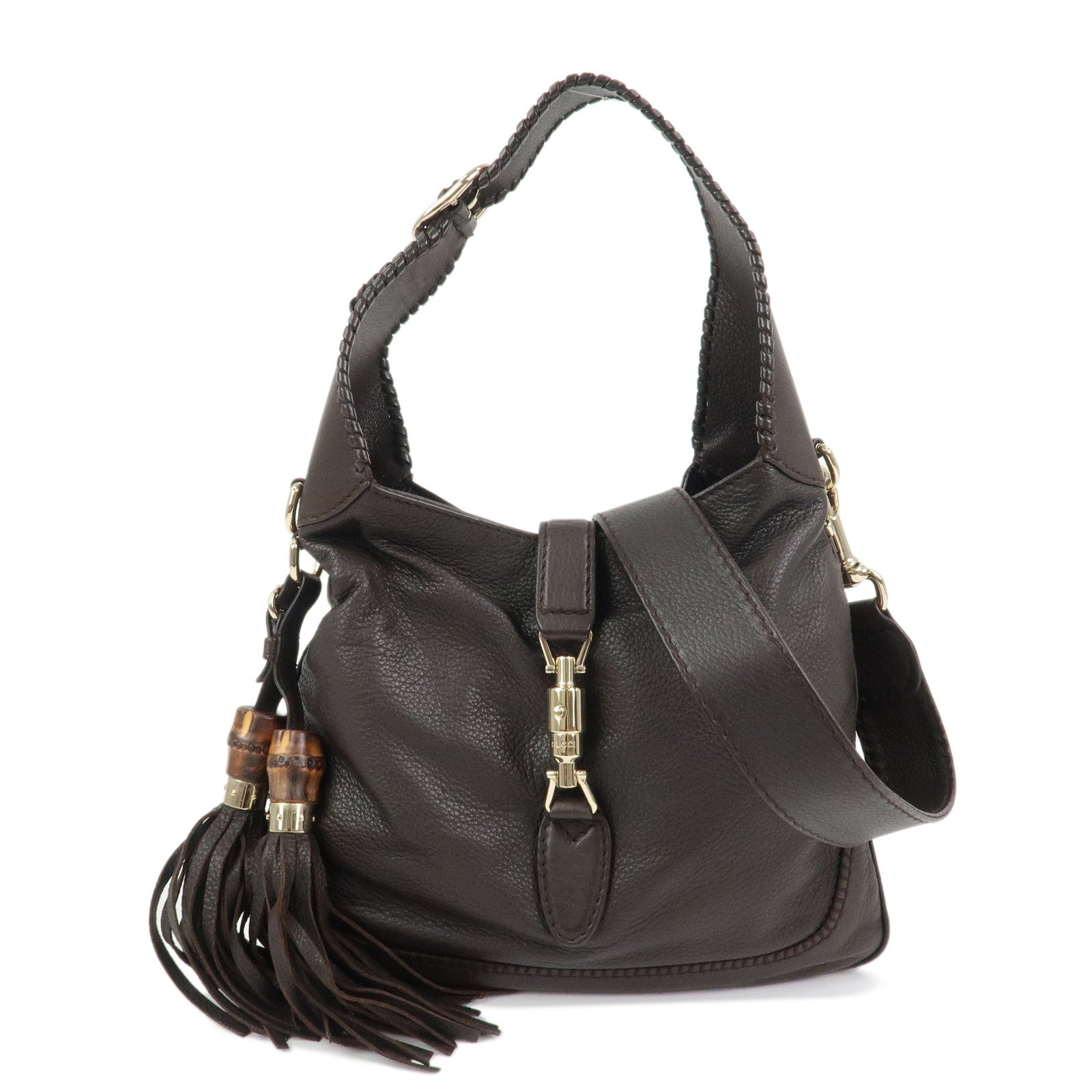 GUCCI New Jackie Leather 2Way Shoulder Bag Tassel Charm 219725