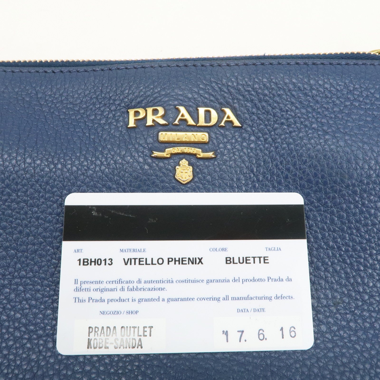 PRADA Logo Leather Shoulder Bag Crossbody Bag Blue 1BH013