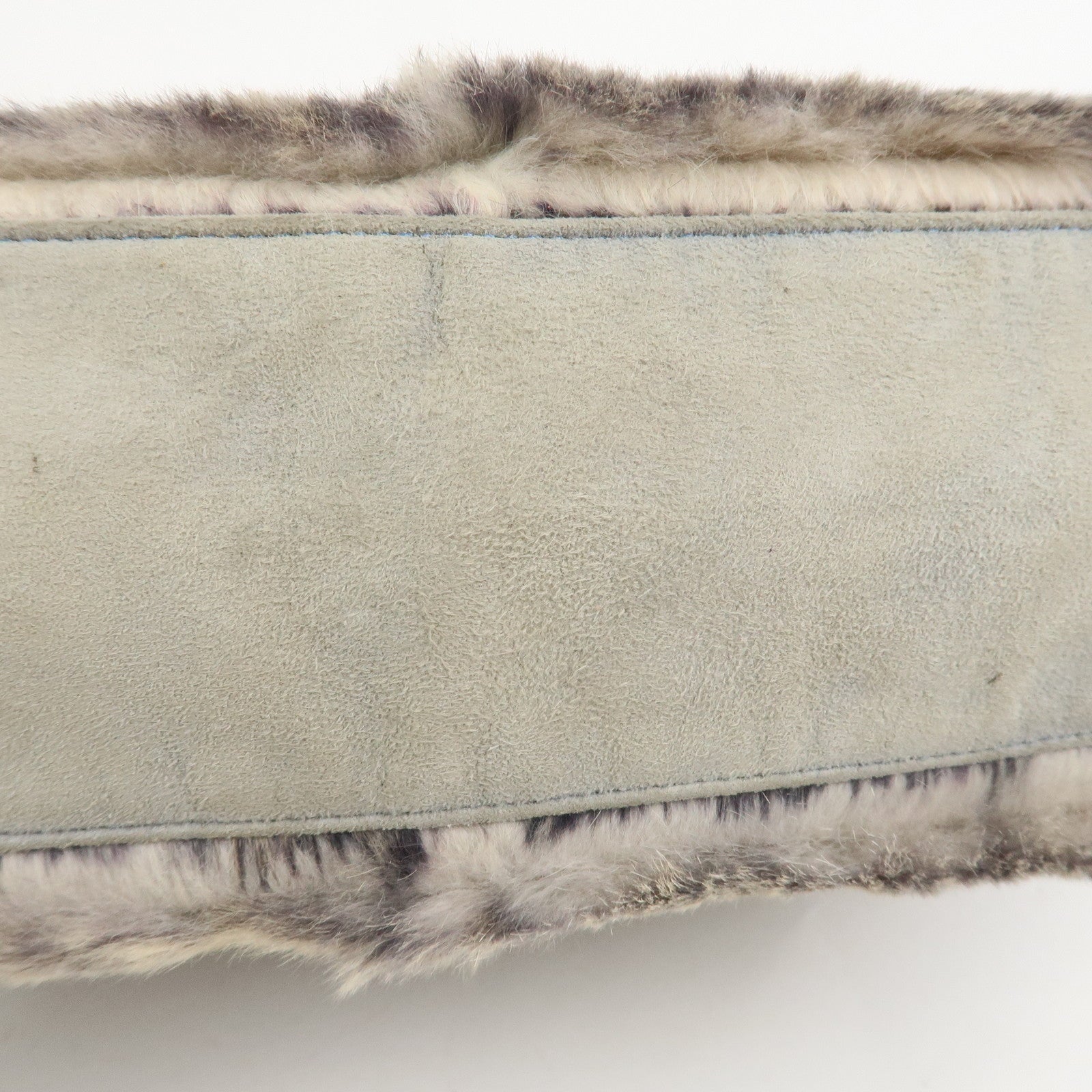 CHANEL COCO Mark Logo Fur Suede Hand Bag Grey