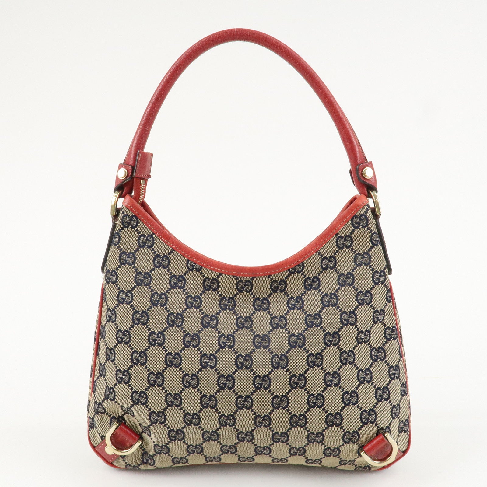 GUCCI Abbey GG Canvas Leather Shoulder Bag Hand Bag Beige Red 130738 Used