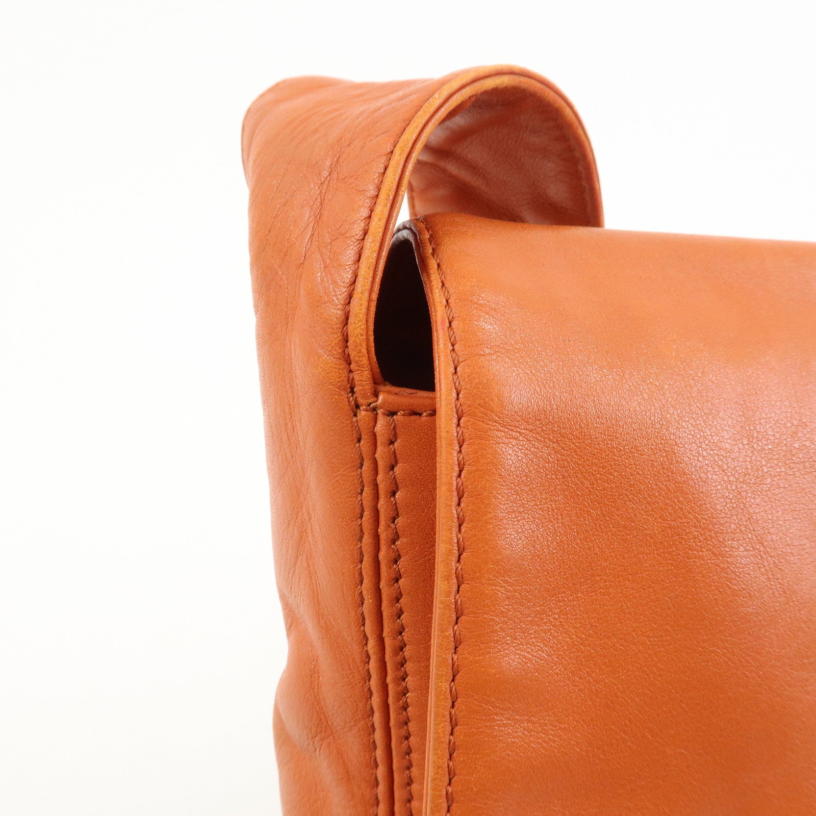 CHANEL COCO Mark Lamb Skin Shoulder Bag Orange