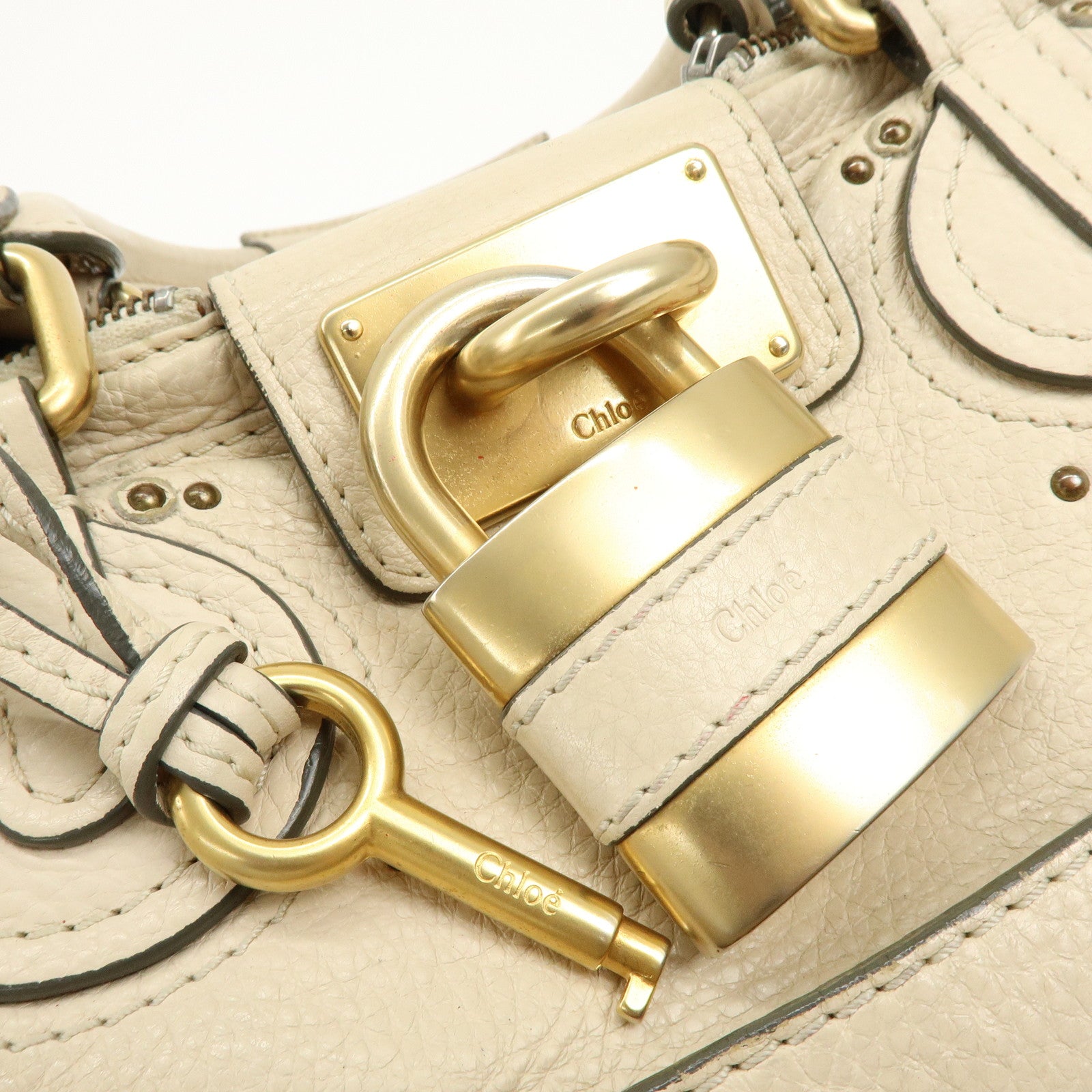 Chloe Paddington Leather Tote Bag Hand Bag White