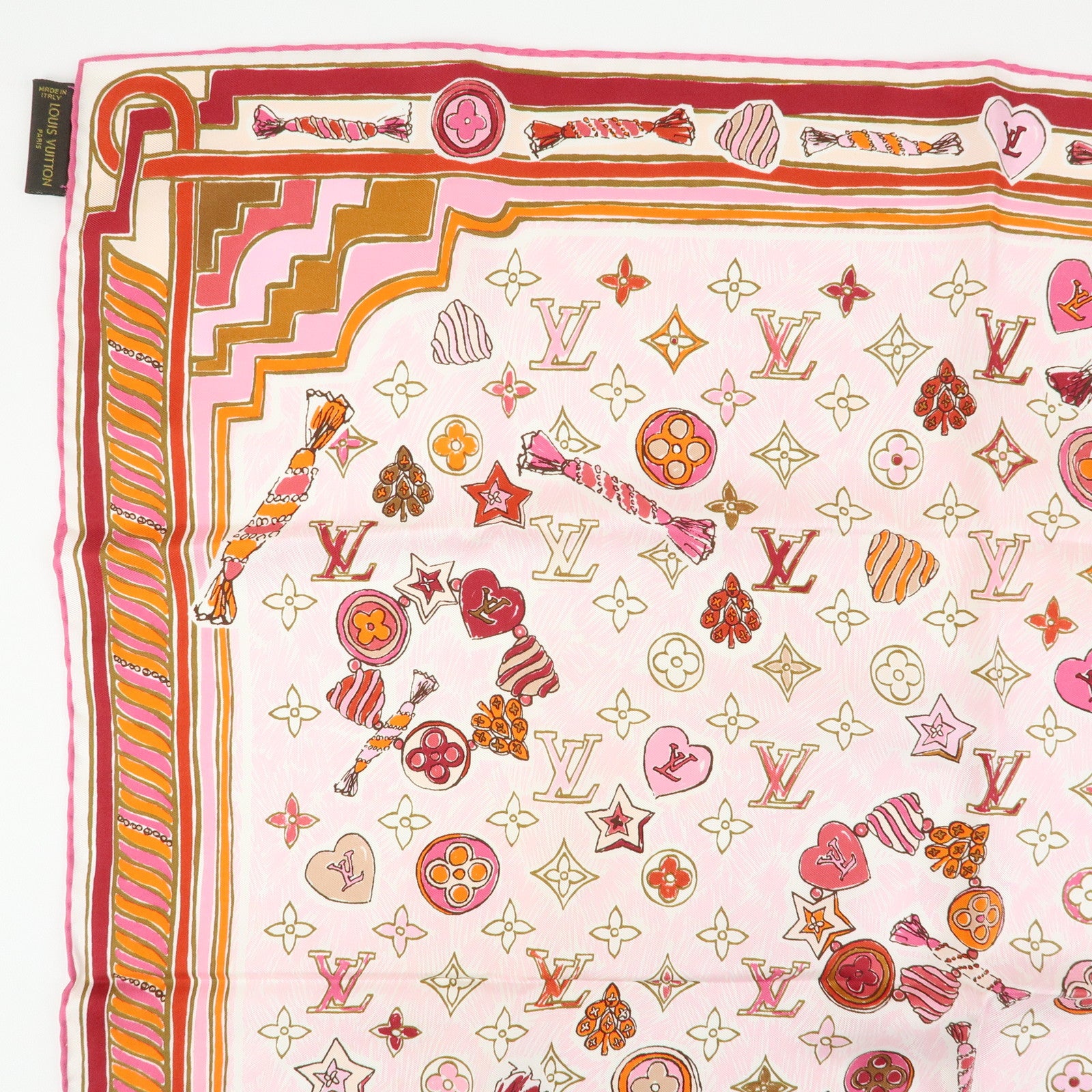 Louis Vuitton Monogram Silk 100% Scarf Rose Ballerine Mandarin