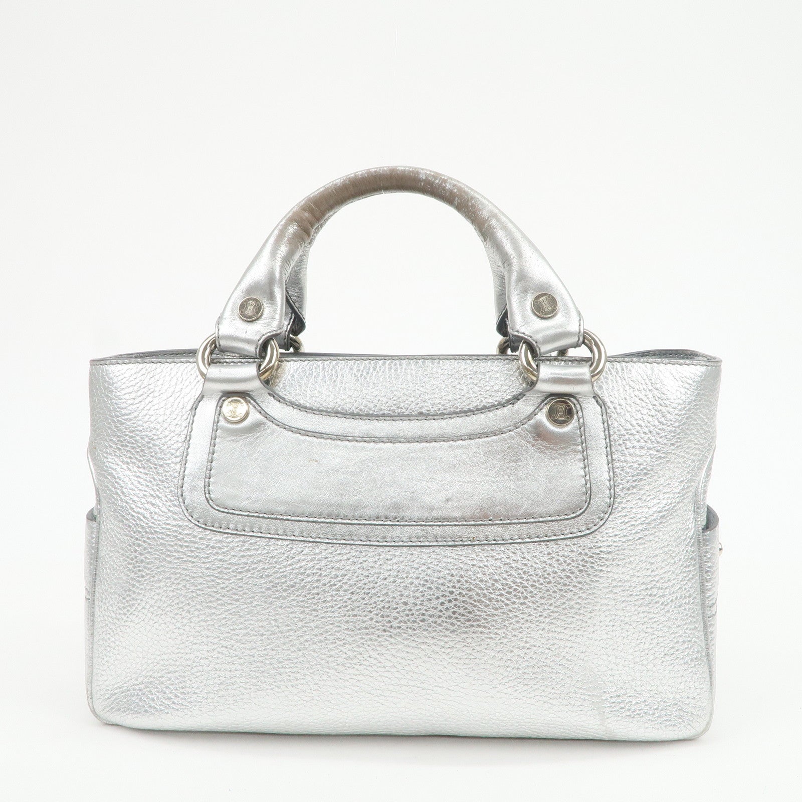 CELINE Leather Boogie Bag Hand Bag Tote Bag Silver
